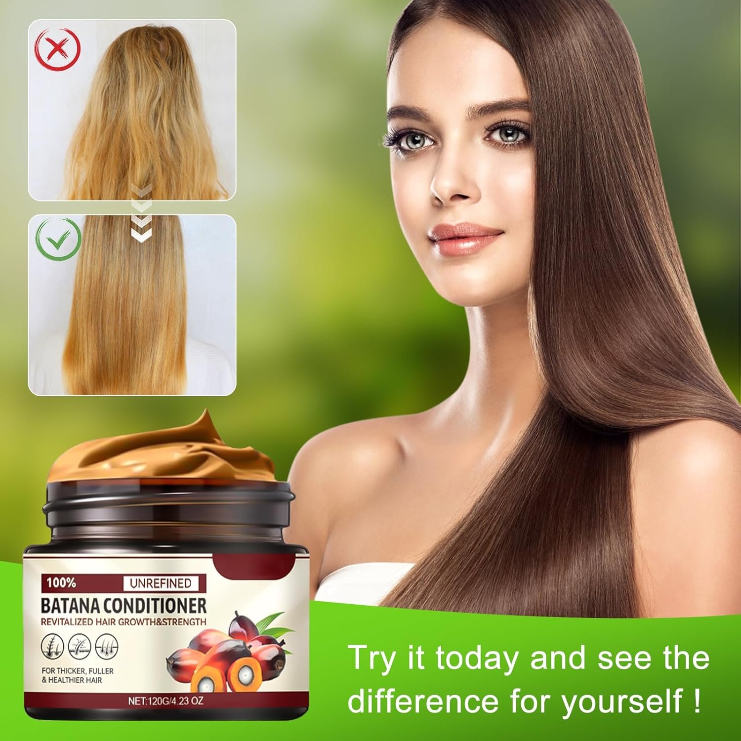 1Pcs Natural Batana Hair Oil - Organic Raw Hair Repair Cream, Enhances Shine, Thickness and Eliminates Split Ends for Men & Women, 120g - Image 4