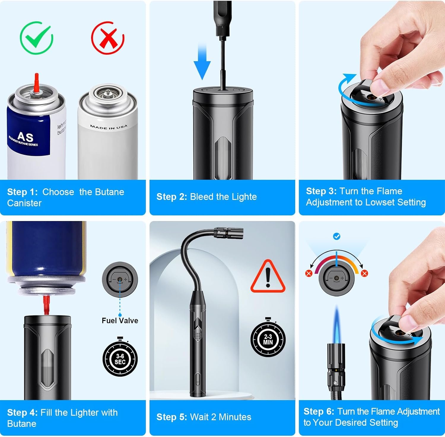 Torch Lighter Refillable Butane Lighter Long Flexible Neck Multipurpose Lighter for Candles Grill BBQ Fireplaces Kitchen Camping (No Prefilled) - Image 8