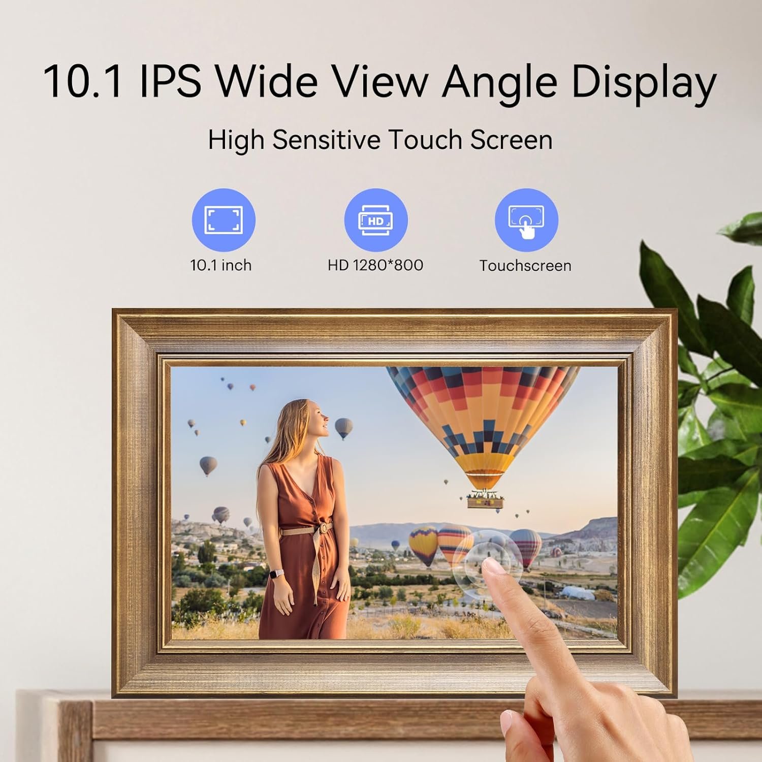 10.1-Inch Digital Picture Frame, Wood Finish Smart Digital Photo Frame WiFi, 1280x800 IPS HD Touchscreen, 16GB Storage – Effortlessly Share Photos and Videos from Anywhere - Image 5