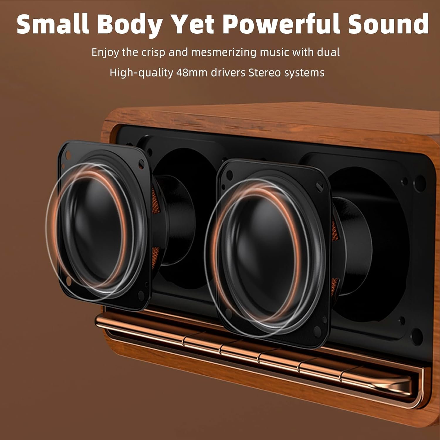 Edifier Retro Wood Bluetooth Speaker,Wireless Portable Speakers with 20W Stereo Sound,Vintage Decor Speaker with AUX,USB Soundcard,Micro SD Brown - Image 4