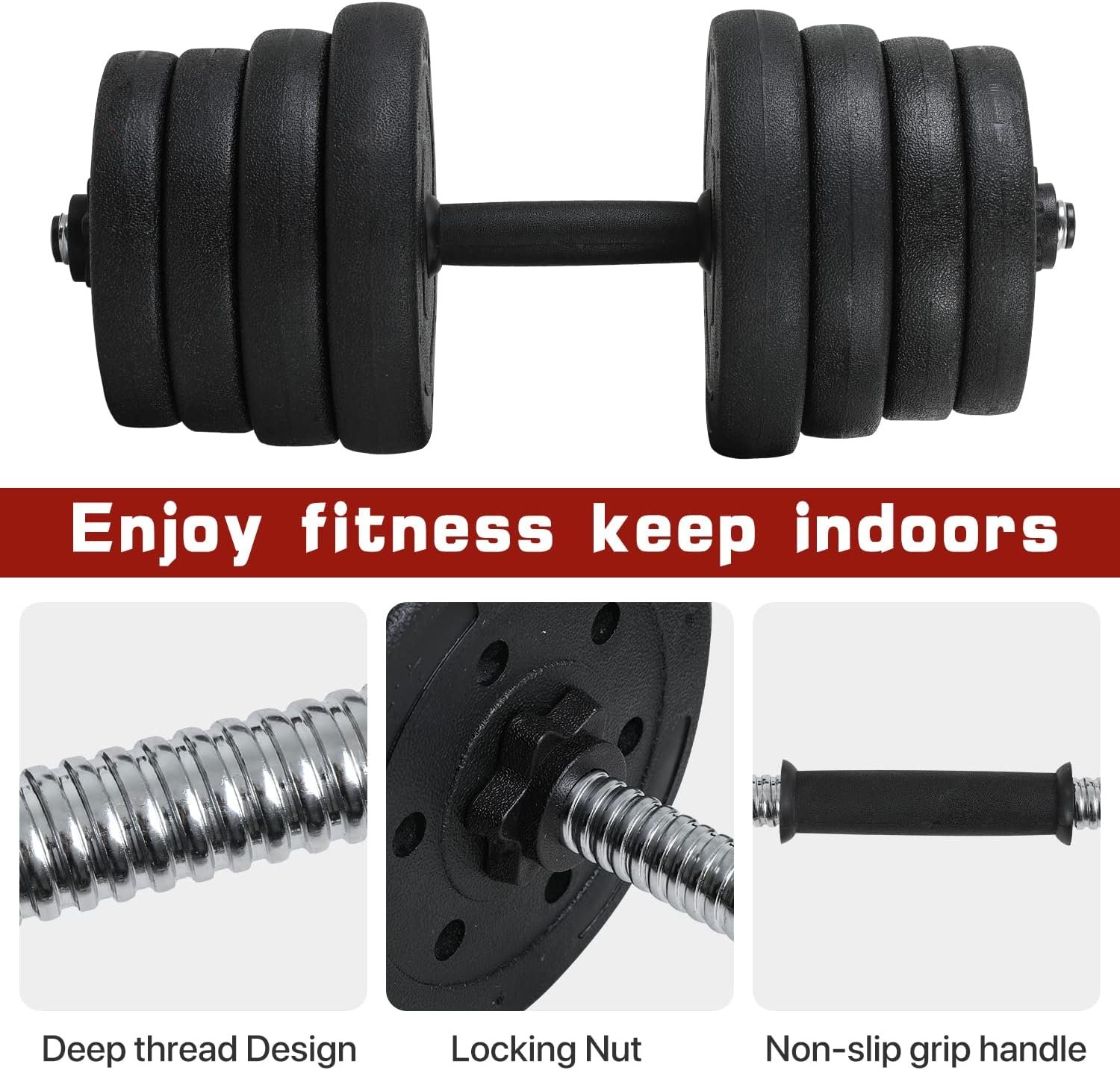 Adjustable Dumbbell Set 2 In 1 Dumbbells Adjustable Weight Barbell Non-Slip Dumbbells Weights Set Home Gym Strength Training Exercise Equipment for Beginners Home Gym Exercise Strength Training Fitness Workout(Pair) - Image 3