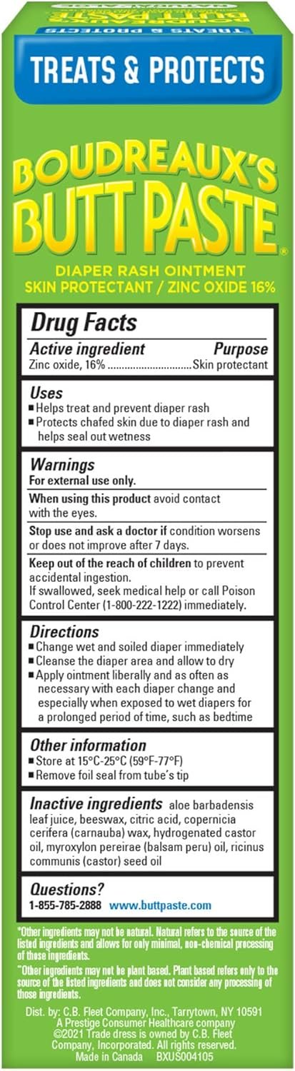 Boudreaux's Butt Paste with Natural* Aloe Diaper Rash Cream, Ointment for Baby, 4 oz Tube - Image 7