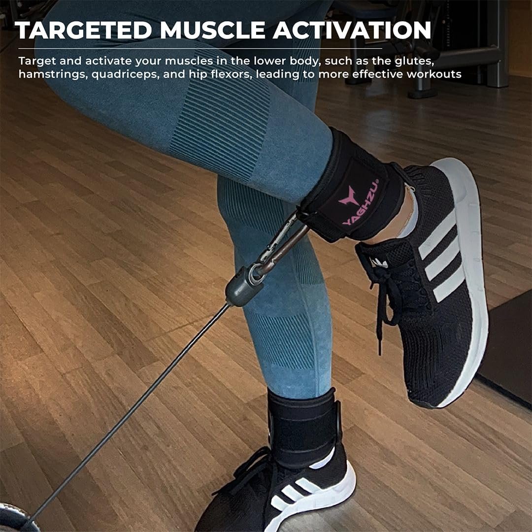 Ankle Straps for Cable Machines Women - Adjustable Gym Ankle Strap for Cable Machine, Neoprene Padded Cable Straps, Durable Leg Strap with Cable Cuff, Glute Kickback Ankle Strap with D Rings - Image 6