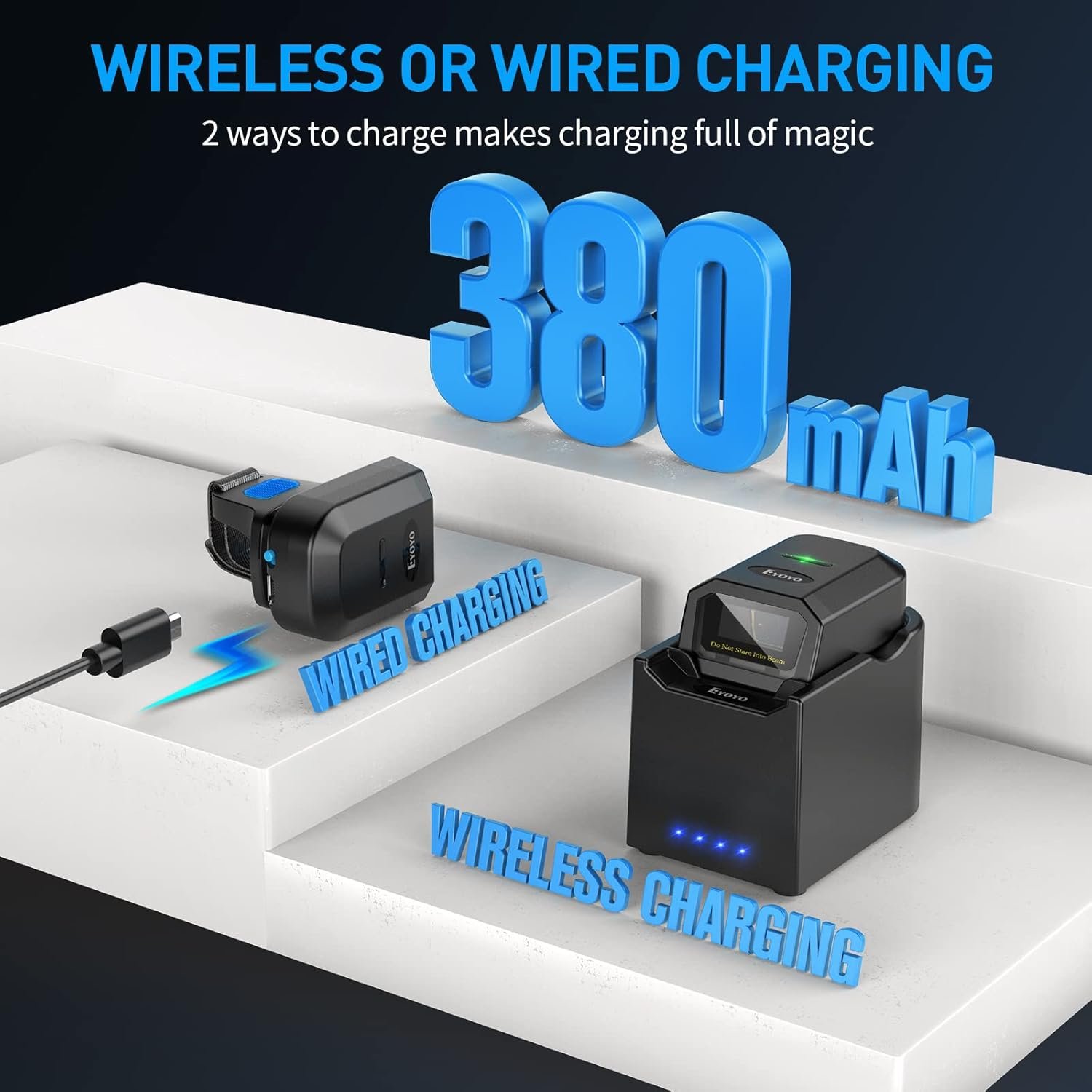 Eyoyo Bluetooth Ring Barcode Scanner, Compatible with Tablet iPhone Android iOS Computer, Right or Left Handed, Wearable 1D 2D QR Finger Hands-Free List Barcode Reader - Image 8