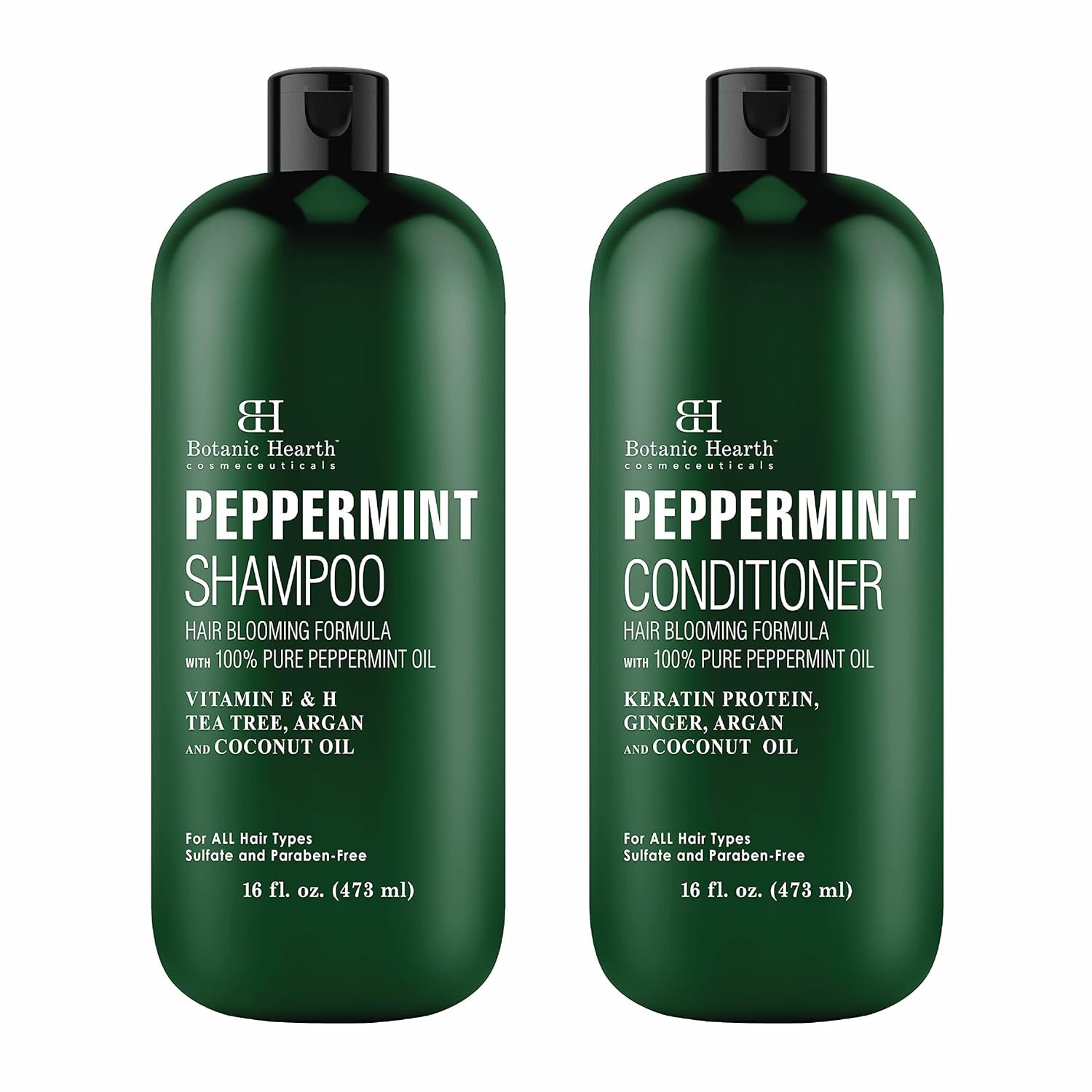 BOTANIC HEARTH Peppermint Oil Shampoo and Conditioner Set - Hair Blooming Formula with Keratin - Fights Hair Loss & Thinning, Promotes Hair Growth-Sulfate Free for Men and Women - 16 fl oz x 2 - Image 3