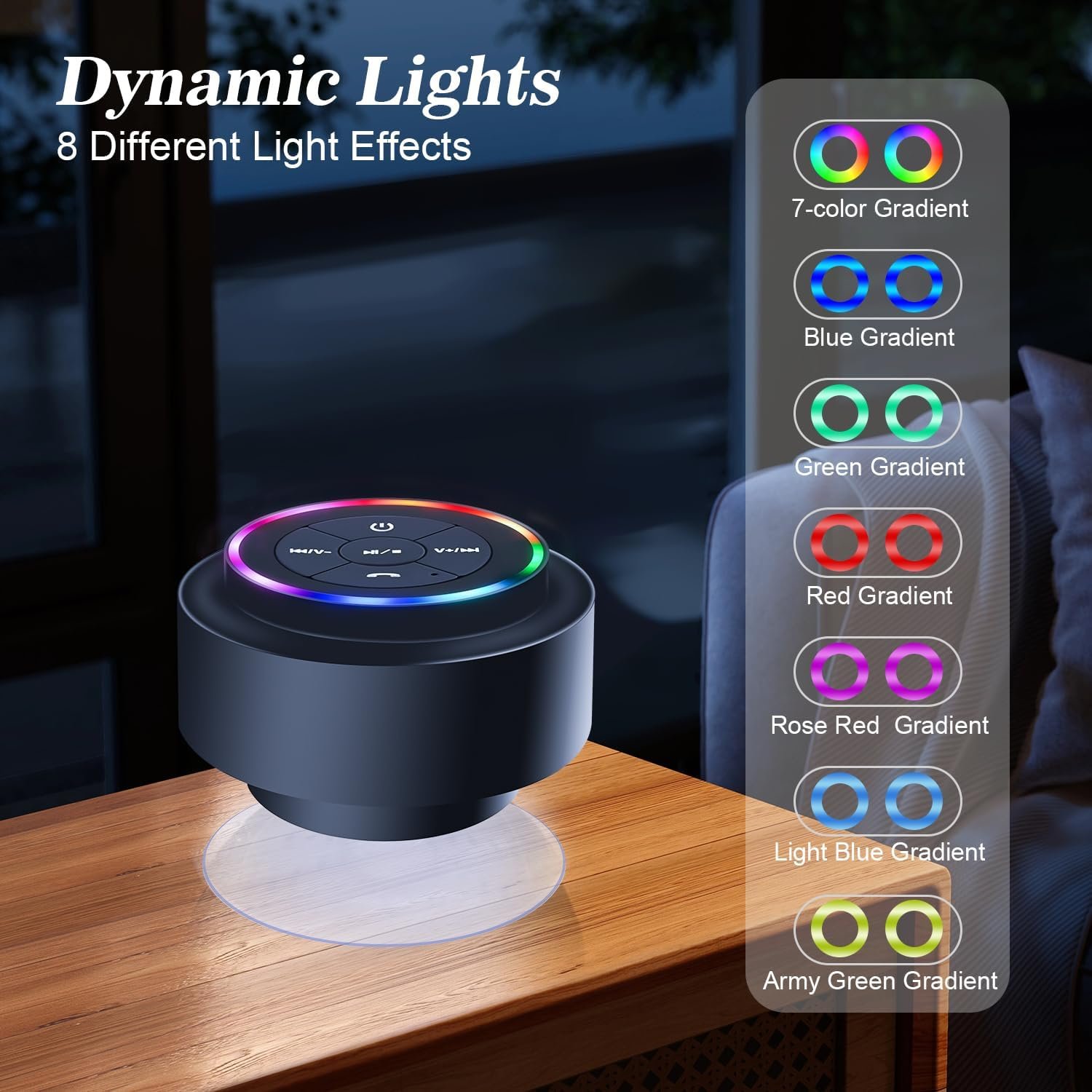 Bluetooth Shower Speaker, Portable Bluetooth Wireless Waterproof Speaker for Pool, Floating IP67 LED Light Bathroom Speaker with Suction Cup for Camping Beach Travel, Electronic Gifts - Image 6