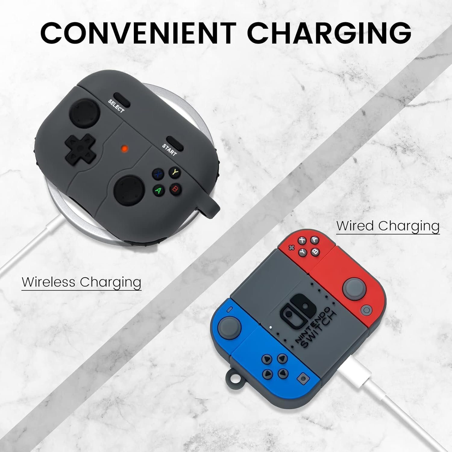 2 Pack for AirPods Pro 2nd Generation Case, Game Console Design Fashion Cool AirPods Pro 2 Case with Keychain for Men Women Soft Silicone Protective Cover Skin for Apple AirPods Pro 2nd Gen 2022 - Image 5