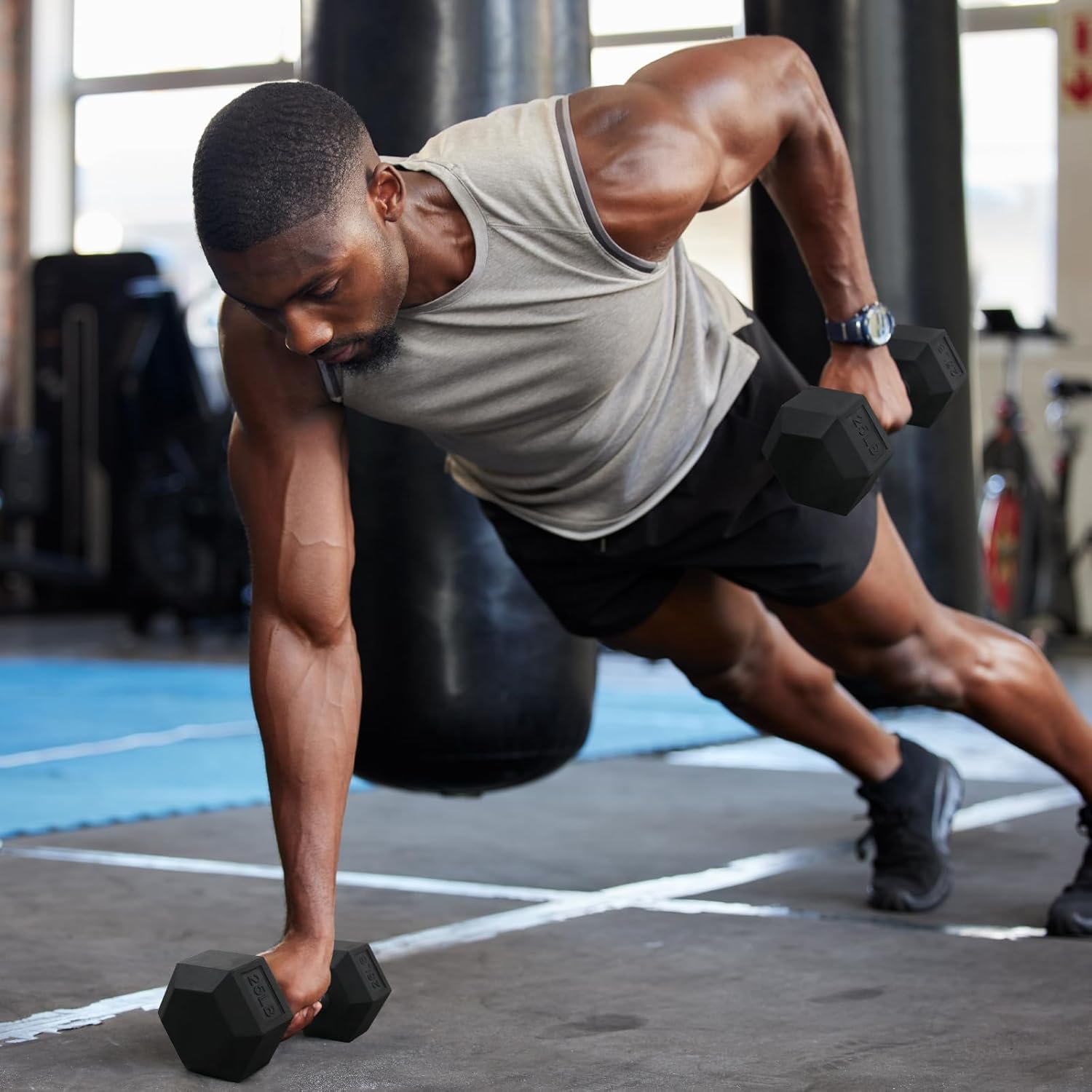 RitFit 5-300LBS Rubber Encased Hex Dumbbell Sets with Optional Rack for Home Gym, Coated Hand Weights for Strength Training, Workouts - Image 8