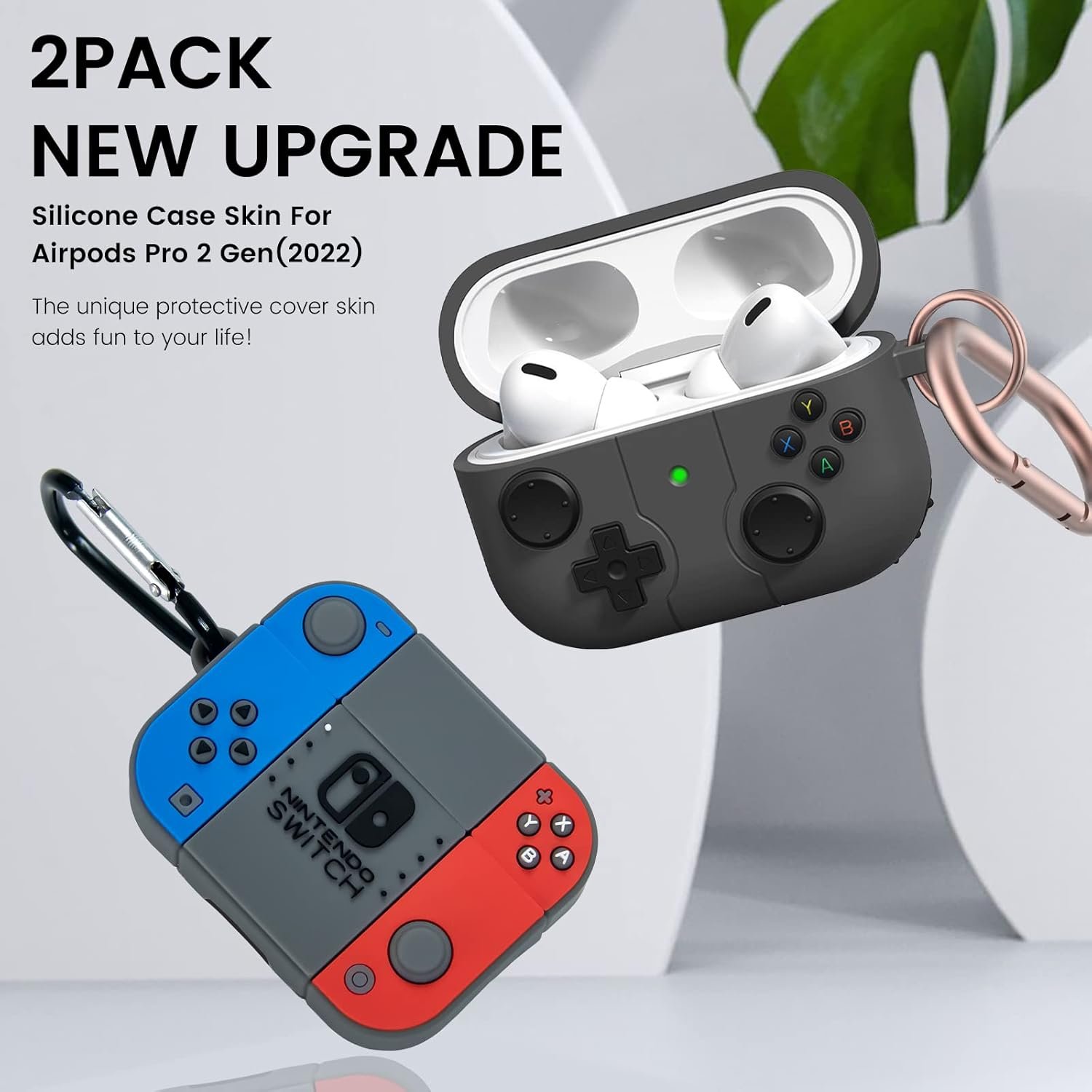 2 Pack for AirPods Pro 2nd Generation Case, Game Console Design Fashion Cool AirPods Pro 2 Case with Keychain for Men Women Soft Silicone Protective Cover Skin for Apple AirPods Pro 2nd Gen 2022 - Image 8