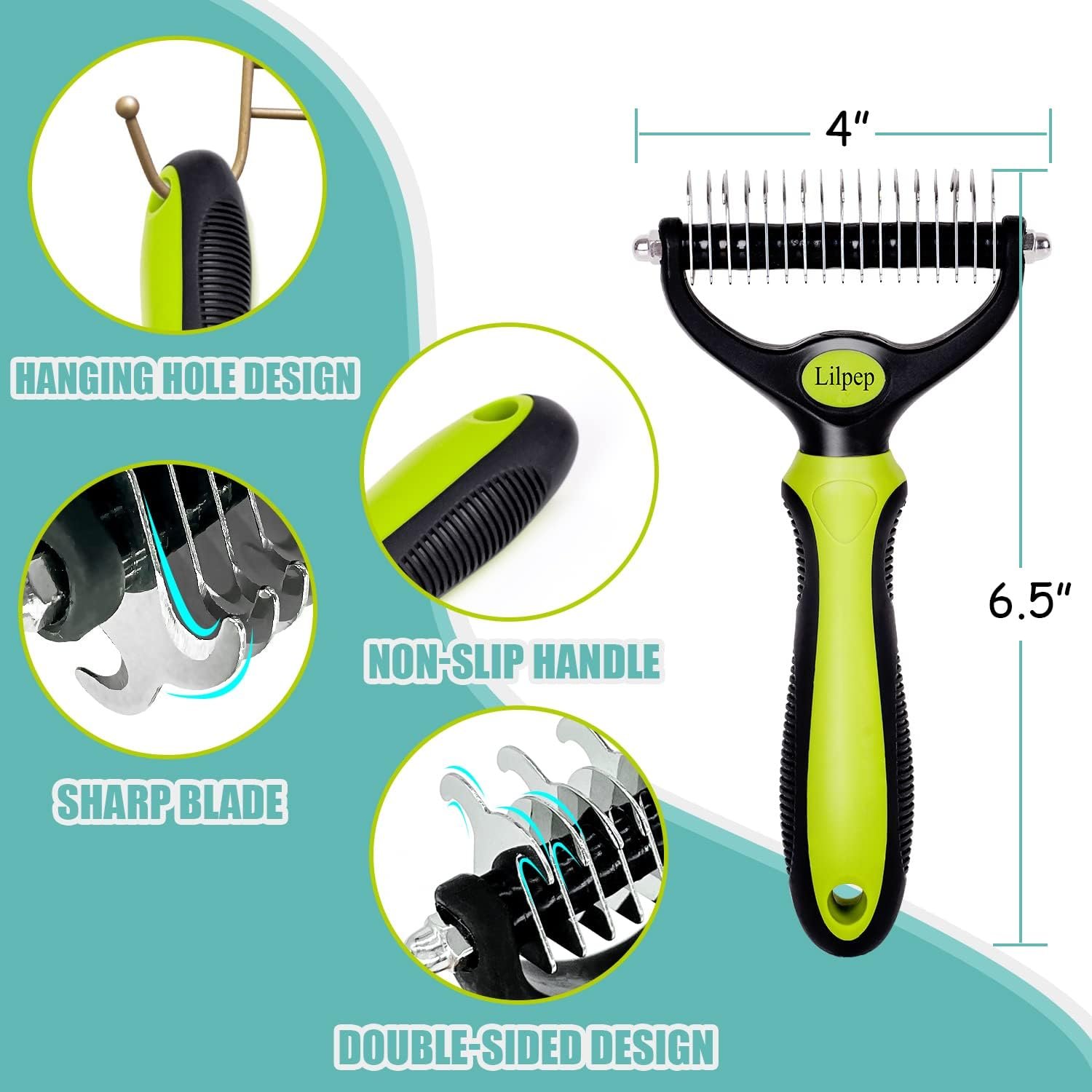 Pet Grooming Tool, Double-Sided Professional Grade Undercoat rake for pet tangles and mat Removal, Safe dehairing Comb and Depilation Tool - Image 3