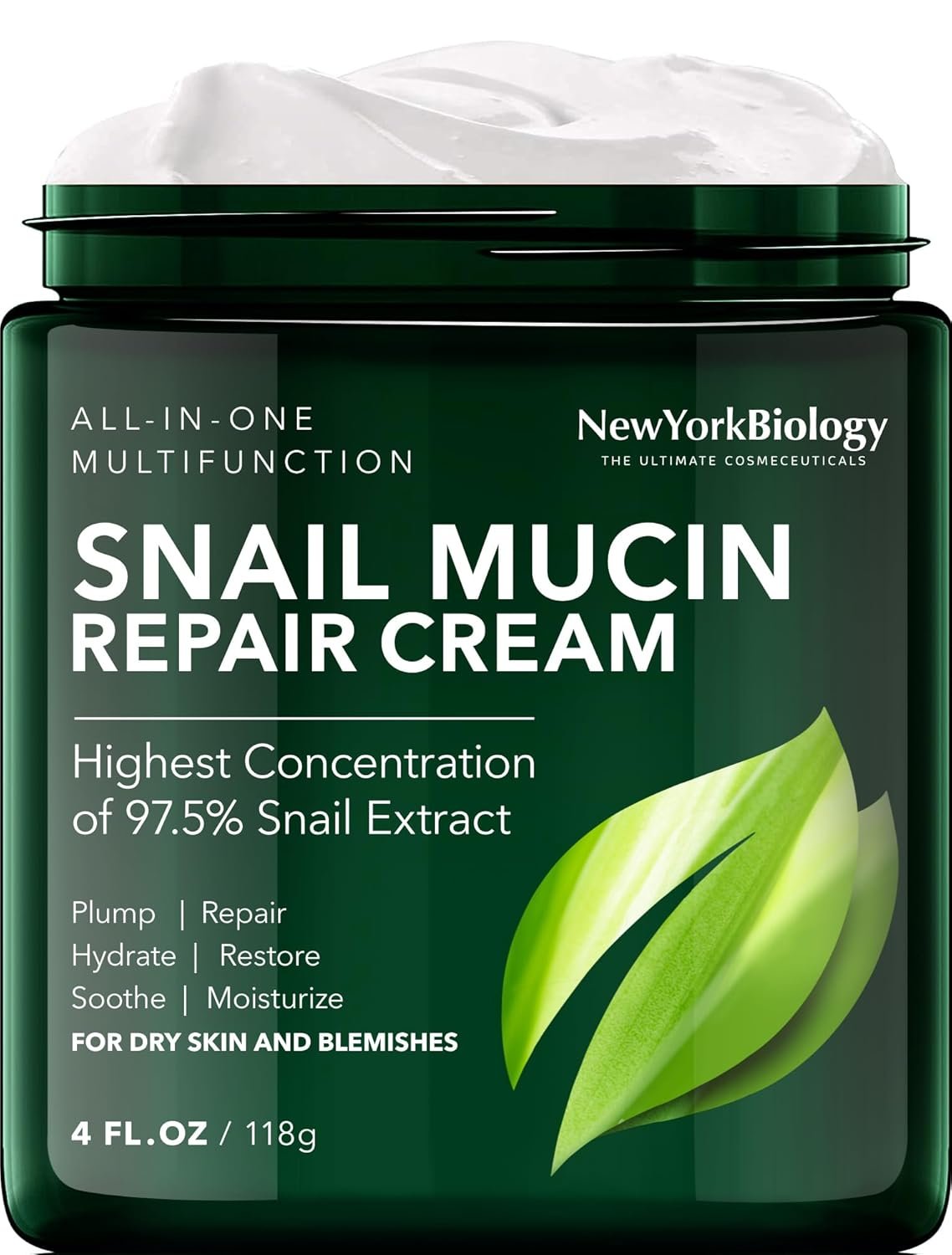 New York Biology Face Cream - 97.5% Korean Snail Mucin - 4 Fl Oz - 100 g - Face Moisturizer for Dry Skin - Skin Care Moisturizing and Hydrating Facial Moisturizer - Image 2