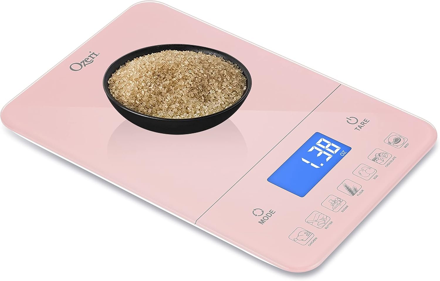 Ozeri Touch III Digital Kitchen Scale with Calorie Counter, 22 lbs (10 kg), Crystal Rose - Image 7