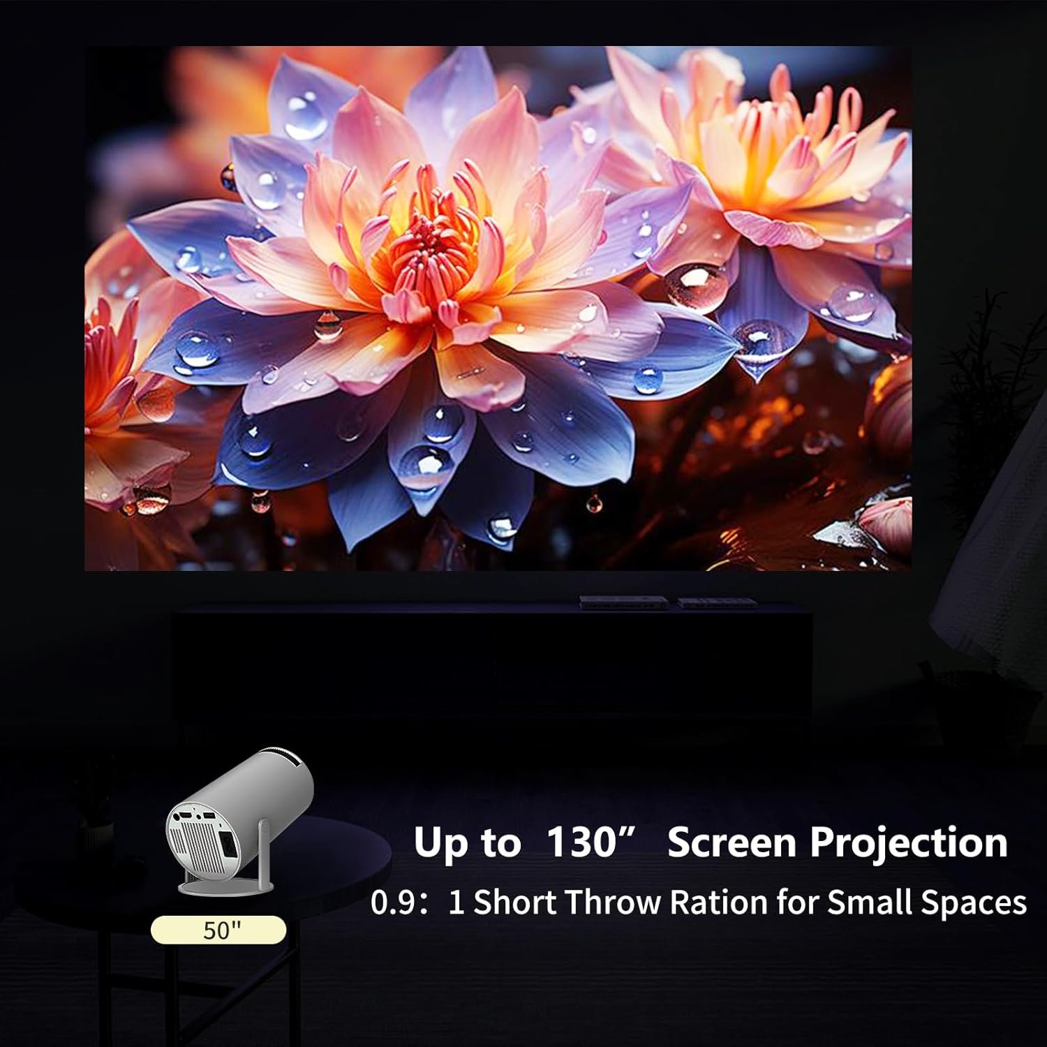 Mini Projector Android 11.0, WiFi Bluetooth 1080P Support Smart Projector, Auto Keystone, 180 Degree Rotation, Home Video Projector, Compatible with Smartphone, HDMI,USB,Fire Stick, PS5 - Image 5