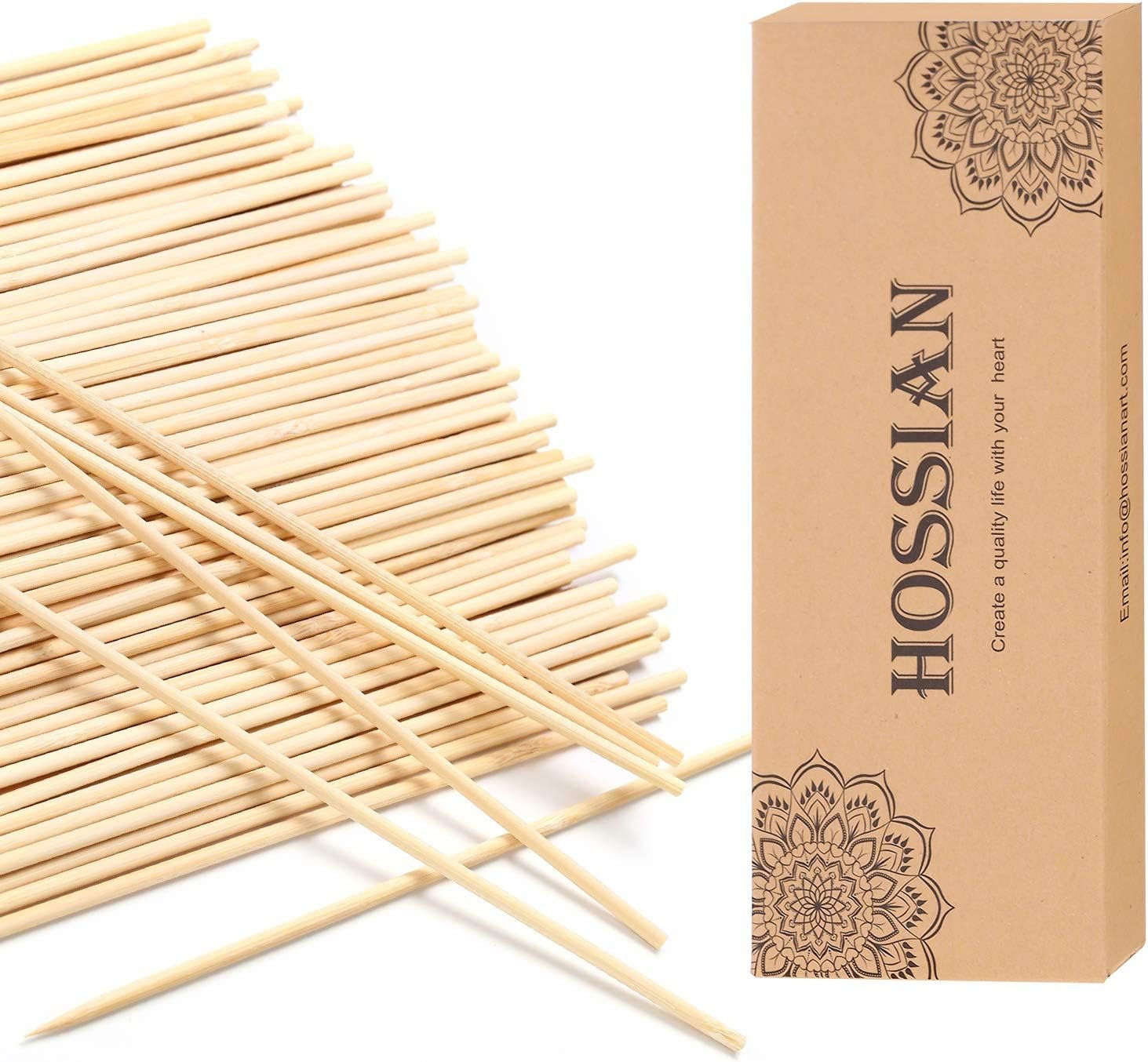 HOSSIAN 100PCS Reed Diffuser Sticks-Natural Rattan Wood Sticks Reed diffusers-Reed Sticks-Replacement for Aroma Fragrance reeds for Essential Oil diffusers Refills (7"*3mm Primary Color) - Image 2