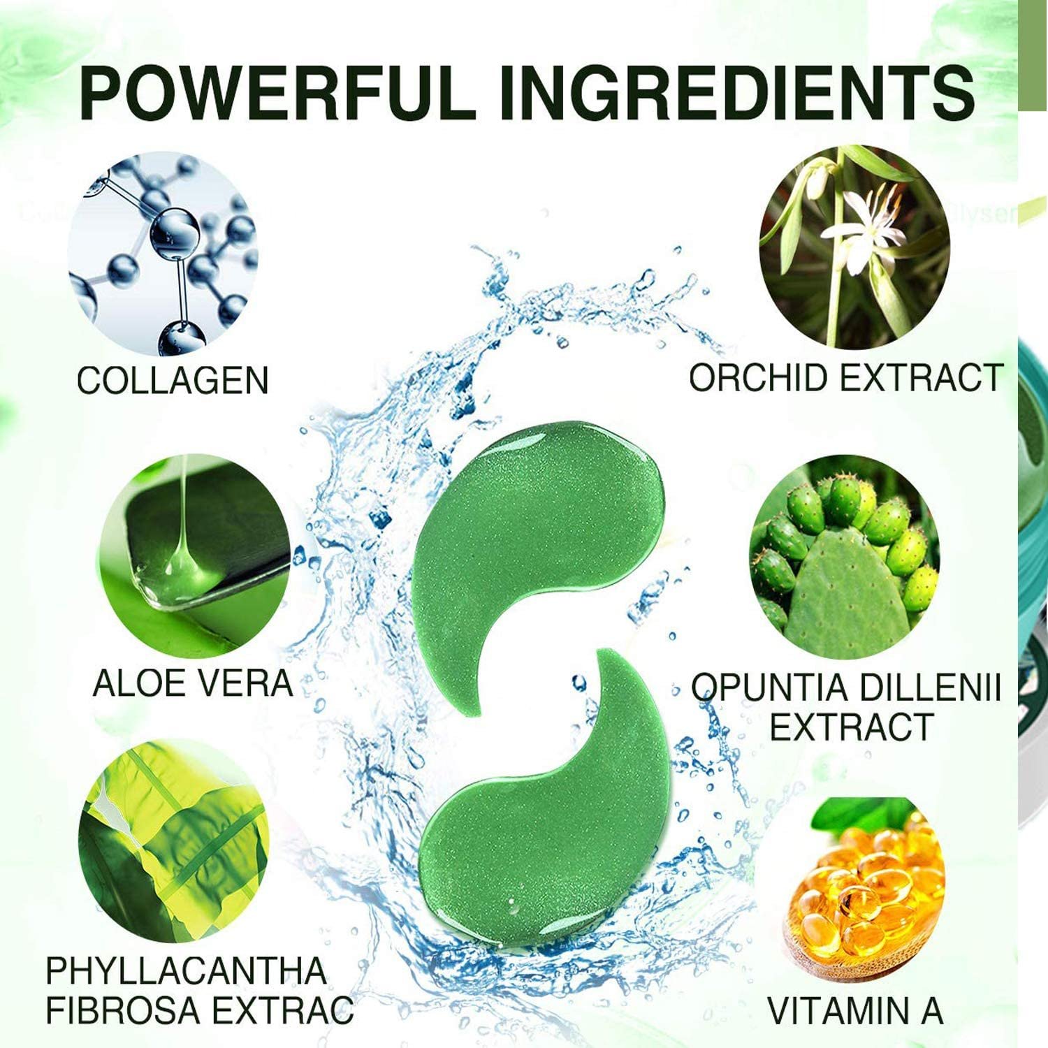 Under Eye Mask, Collagen Eye Mask 60 pcs, Green Tea Extract Under Eye Patches, Eye Mask for Puffy Eyes, Undereye Dark Circles Treatments, Under Eye Pads, Anti-Wrinkle Gel Pads - Image 5