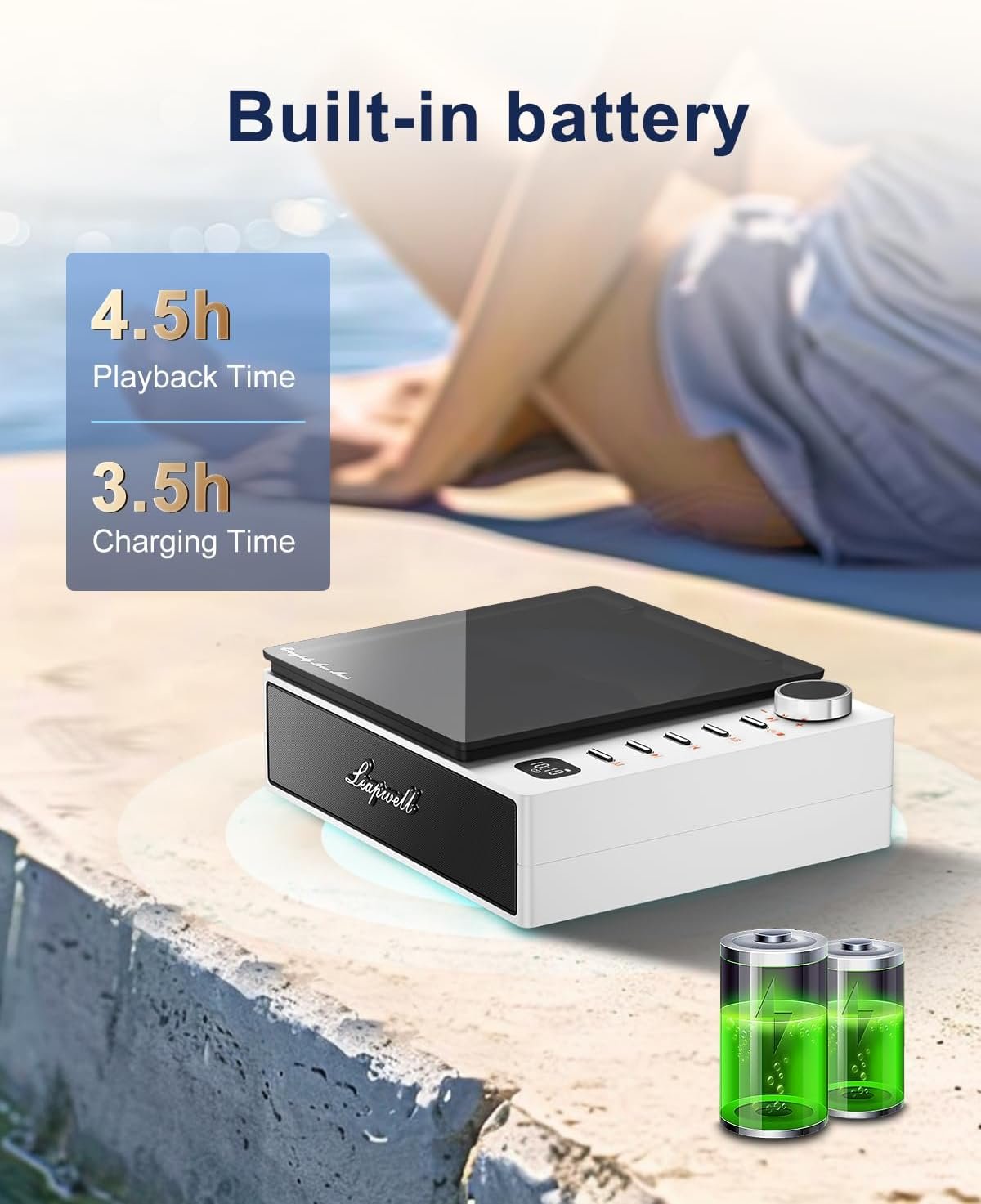 CD Player Portable, Leapwell Portable CD Player with Speakers Bluetooth Rechargeable, Small Compact Retro CD Players for Home, Personal Desktop CD Player with USB White - Image 5