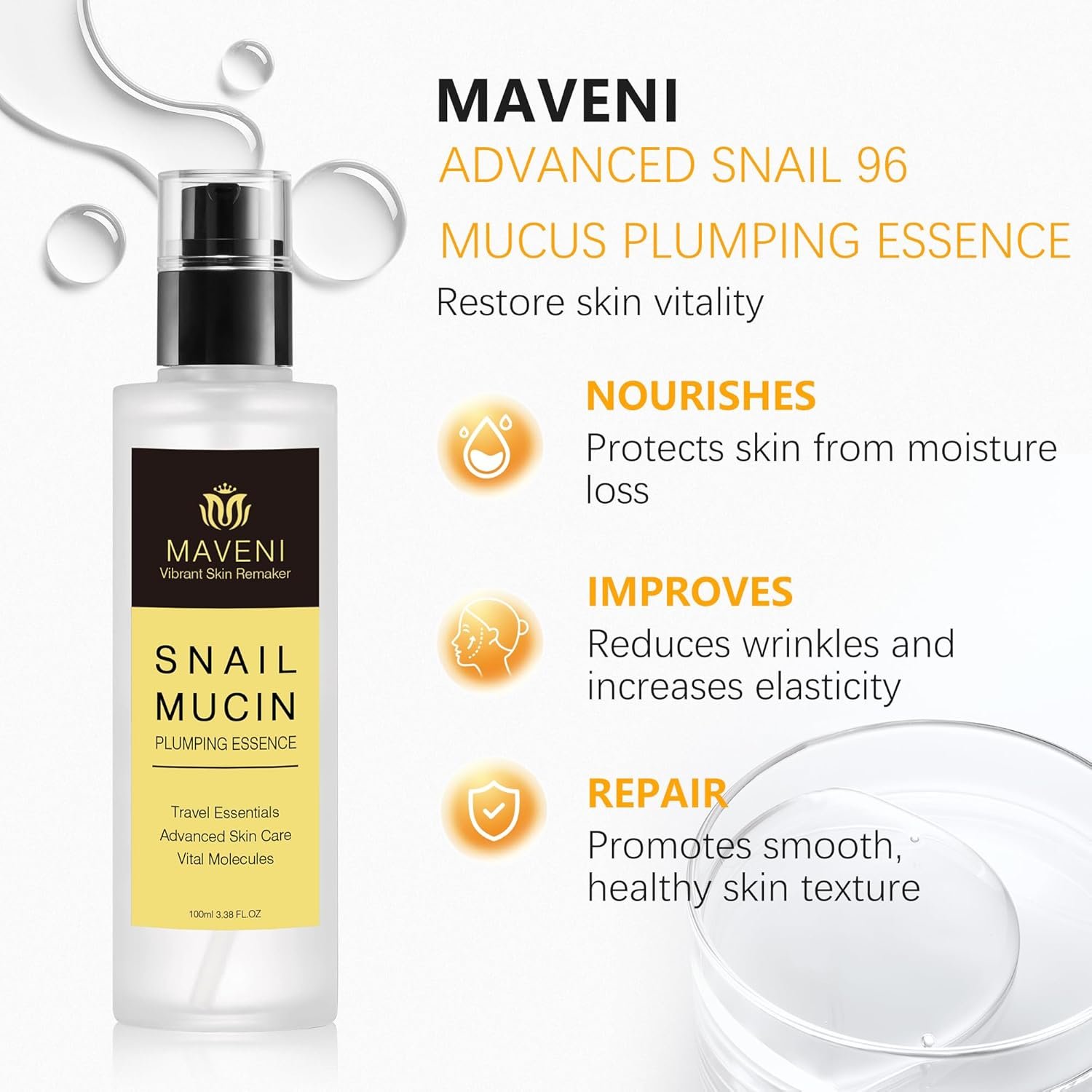 High Concentration Snail Mucin Plumping Serum 100ml 3.38 fl.oz,Hydrating Serum with Snail, Reduce Wrinkles and Fine Lines,Smooth Facial Skin - Image 3