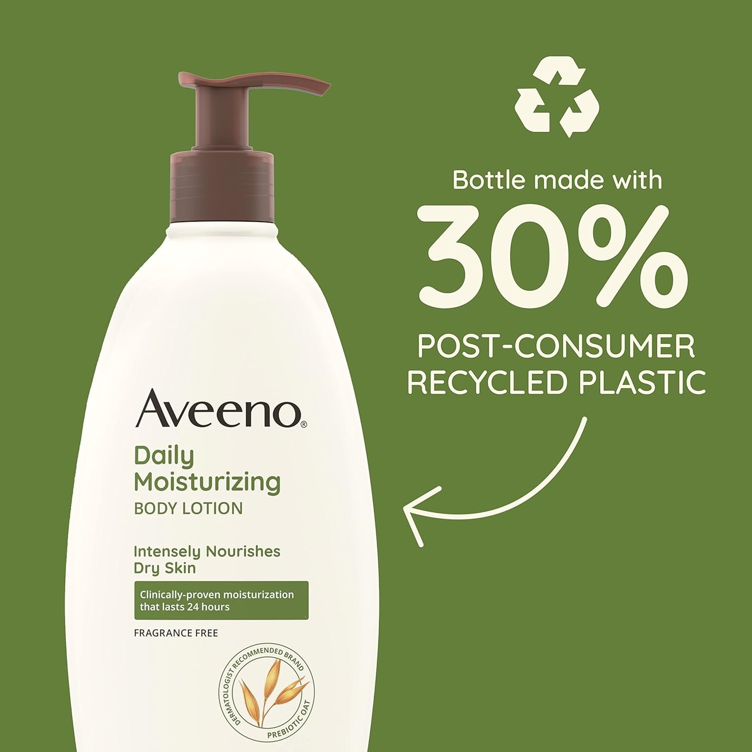 Aveeno Daily Moisturizing Body Lotion with Soothing Prebiotic Oat, Gentle Lotion Nourishes Dry Skin With Moisture, Paraben-, Dye- & Fragrance-Free, Non-Greasy & Non-Comedogenic, 2 x 18 oz - Image 6