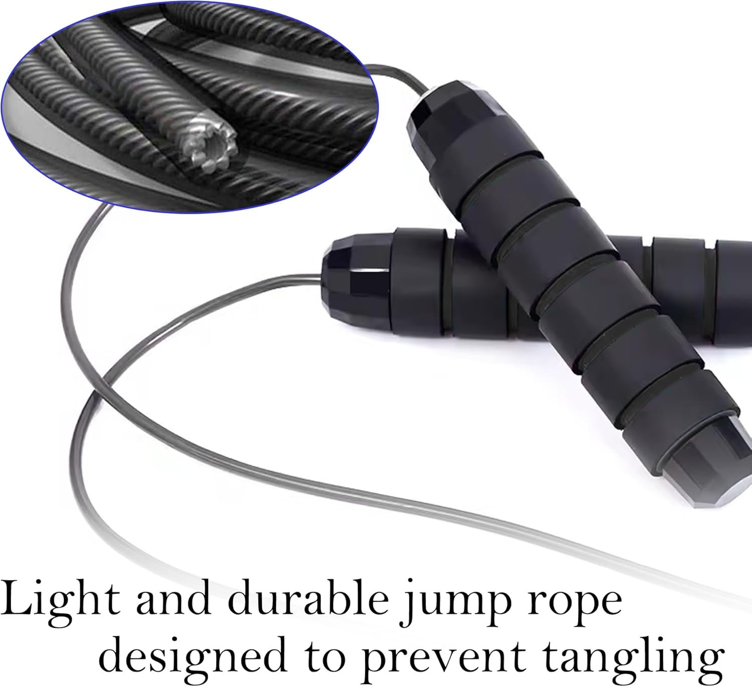 High-Speed Weighted Jump Rope, Adjustable with Ball Bearings, Foam Handles, Black, 2 Pack - Image 6