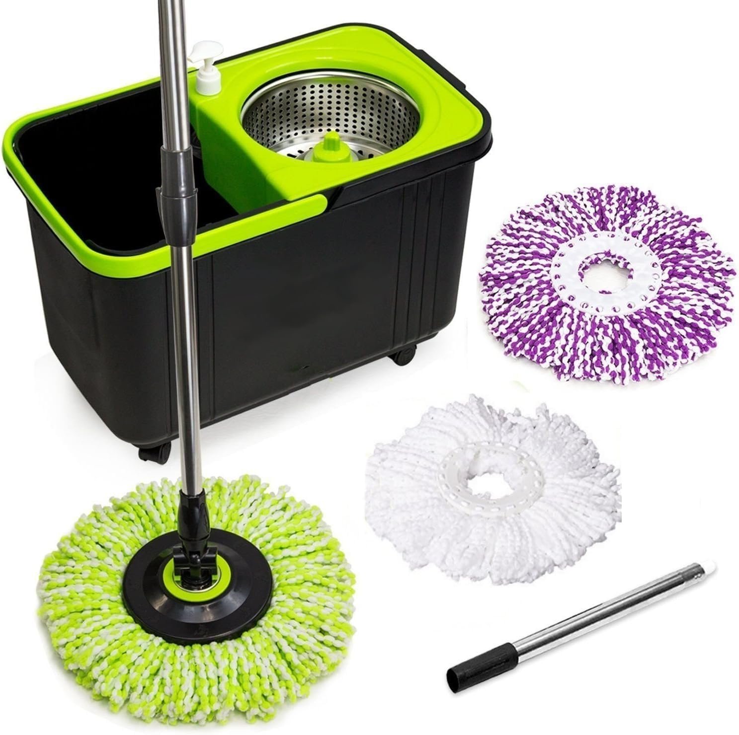 Simpli-Magic Premium Spin Mop Cleaning Bucket Set with 3 Microfiber Mop Heads Included - Image 2