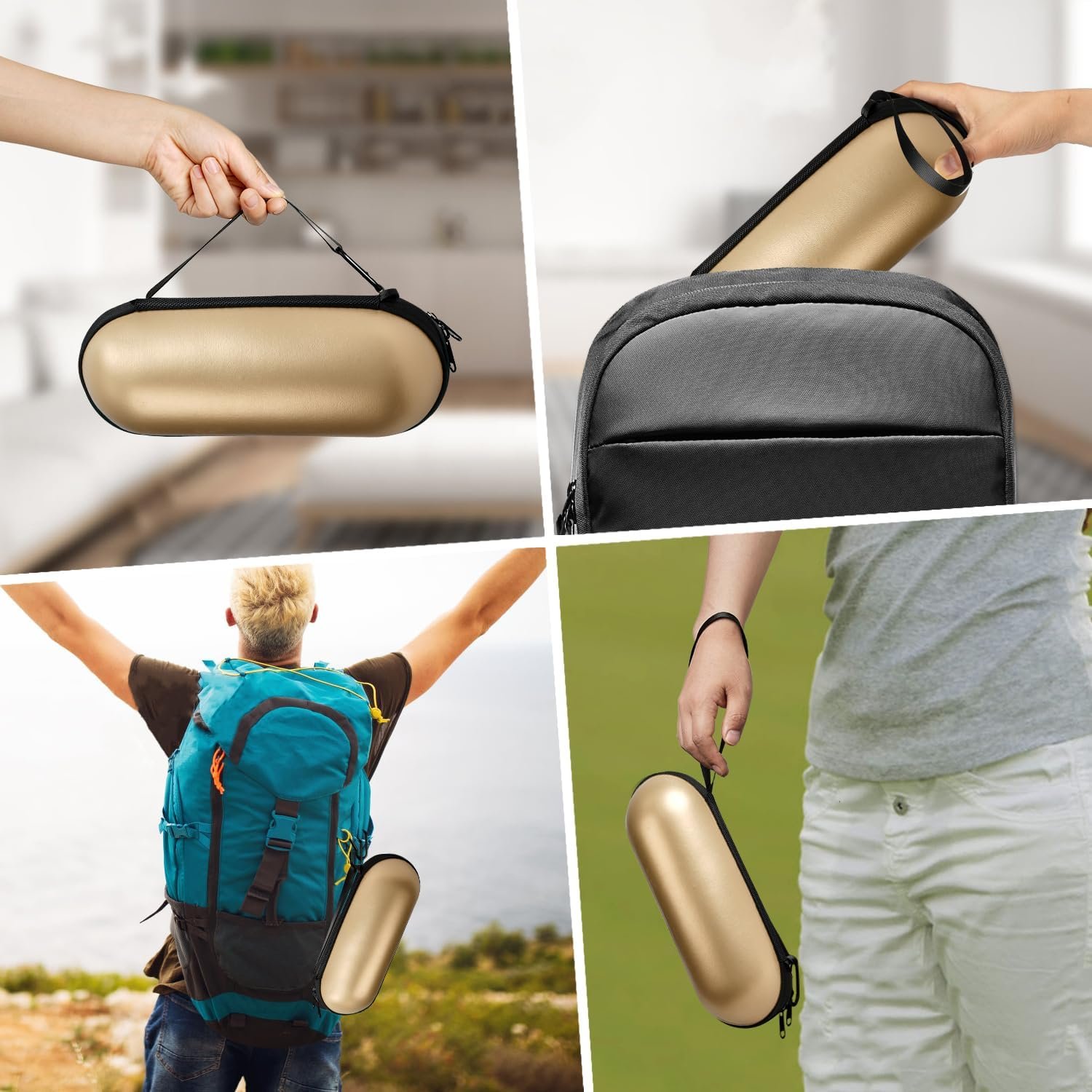 Hard Carrying Case Compatible with Beats Pill Speaker 2024 Version and Adapter Accessories, Lightweight and Portable Protection for Travel and Home Storage, Equipped with Carabiner Clip, Gold - Image 7