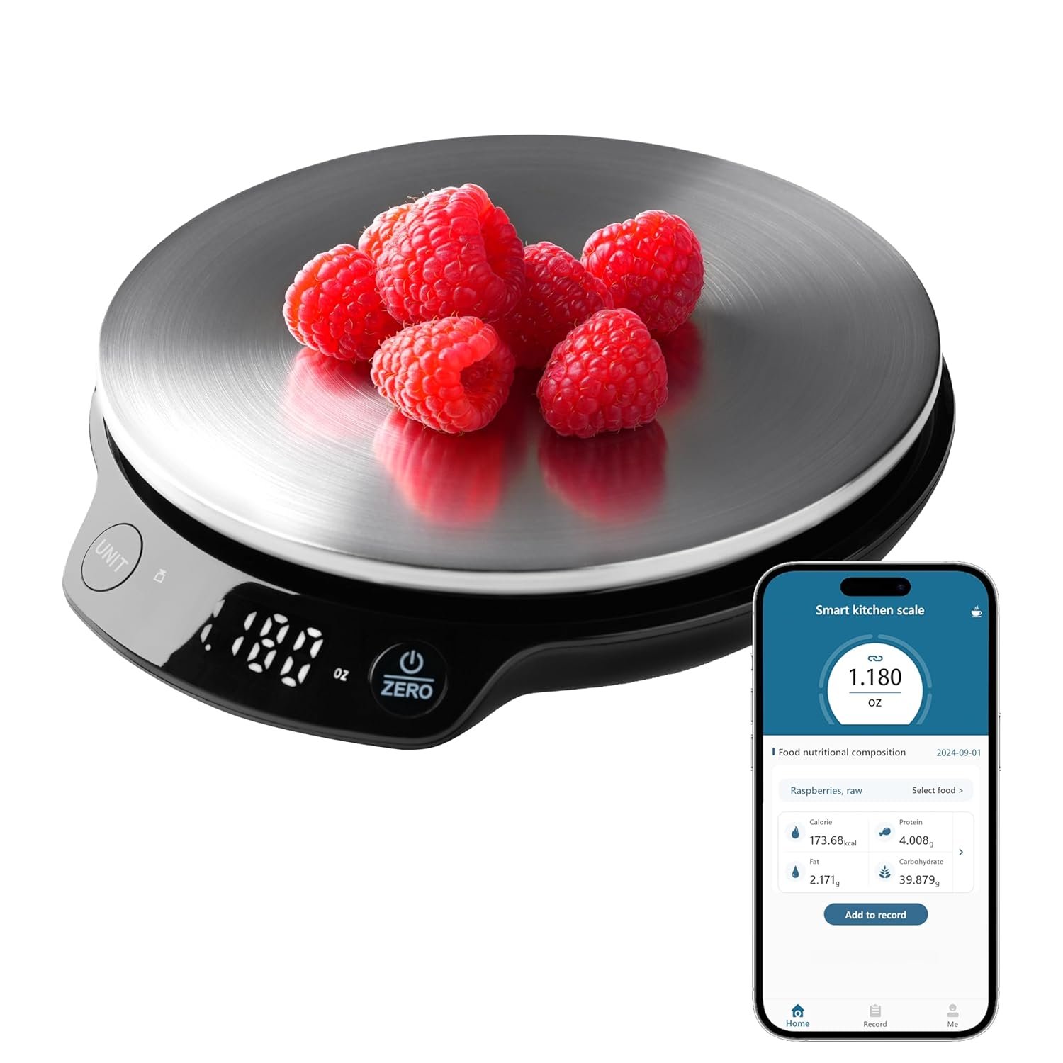 Smart Nutritional Scale,0.005 oz/0.1 g High Precision, 11 lb/5 kg,Smart Food Scales Calorie Calculator with App Food Database, Digital Kitchen Scale for Cooking, Baking, etc, Black - Image 2