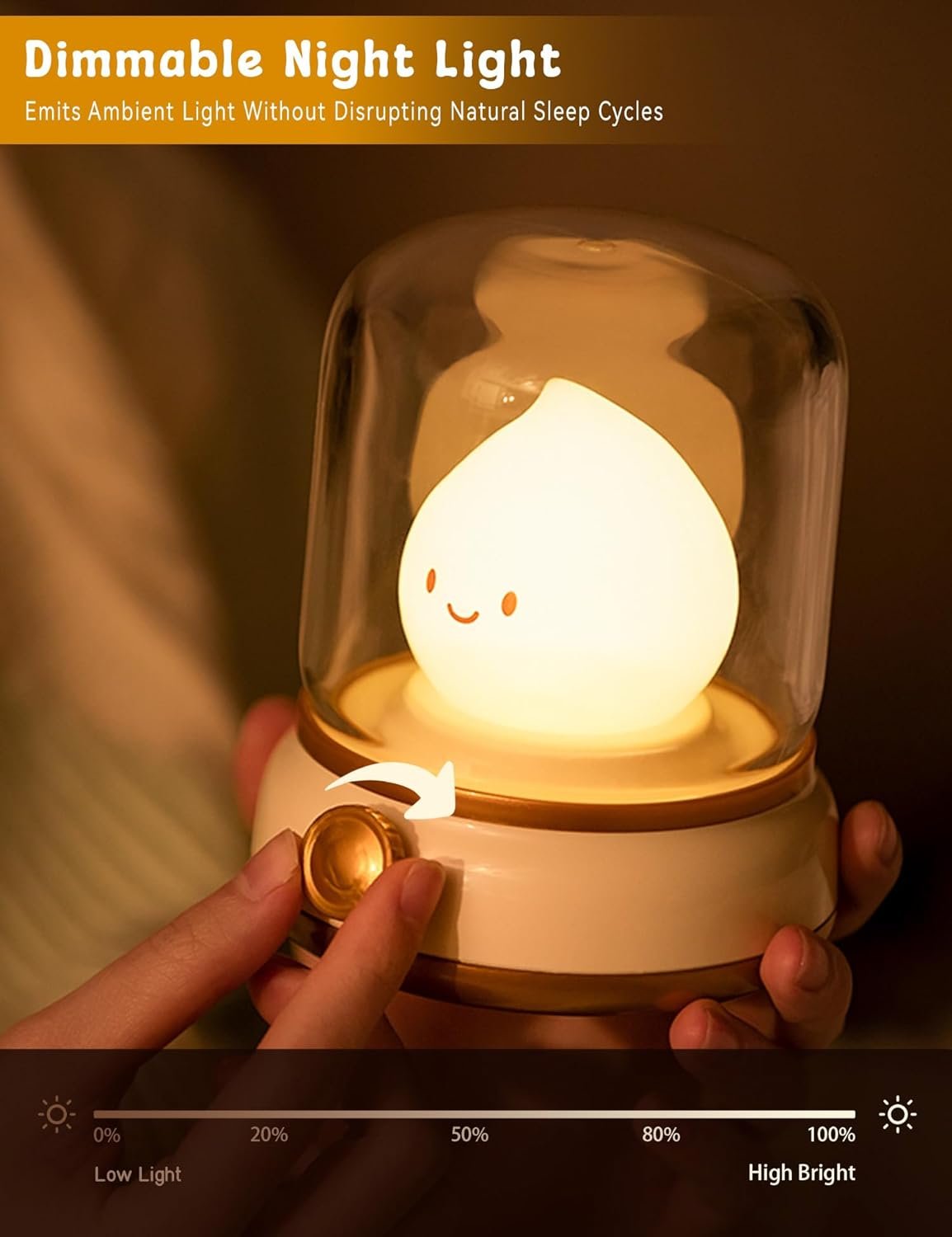Flameless Candles Lamp, Led Candles,Candle Warmer Lamp, Cute Kerosene Lamp,Silicone Flame Amber Light,Adjustable Dimmable Rechargeable Night Light for Kids,Girls,Teenager Kids Bedroom - Image 4