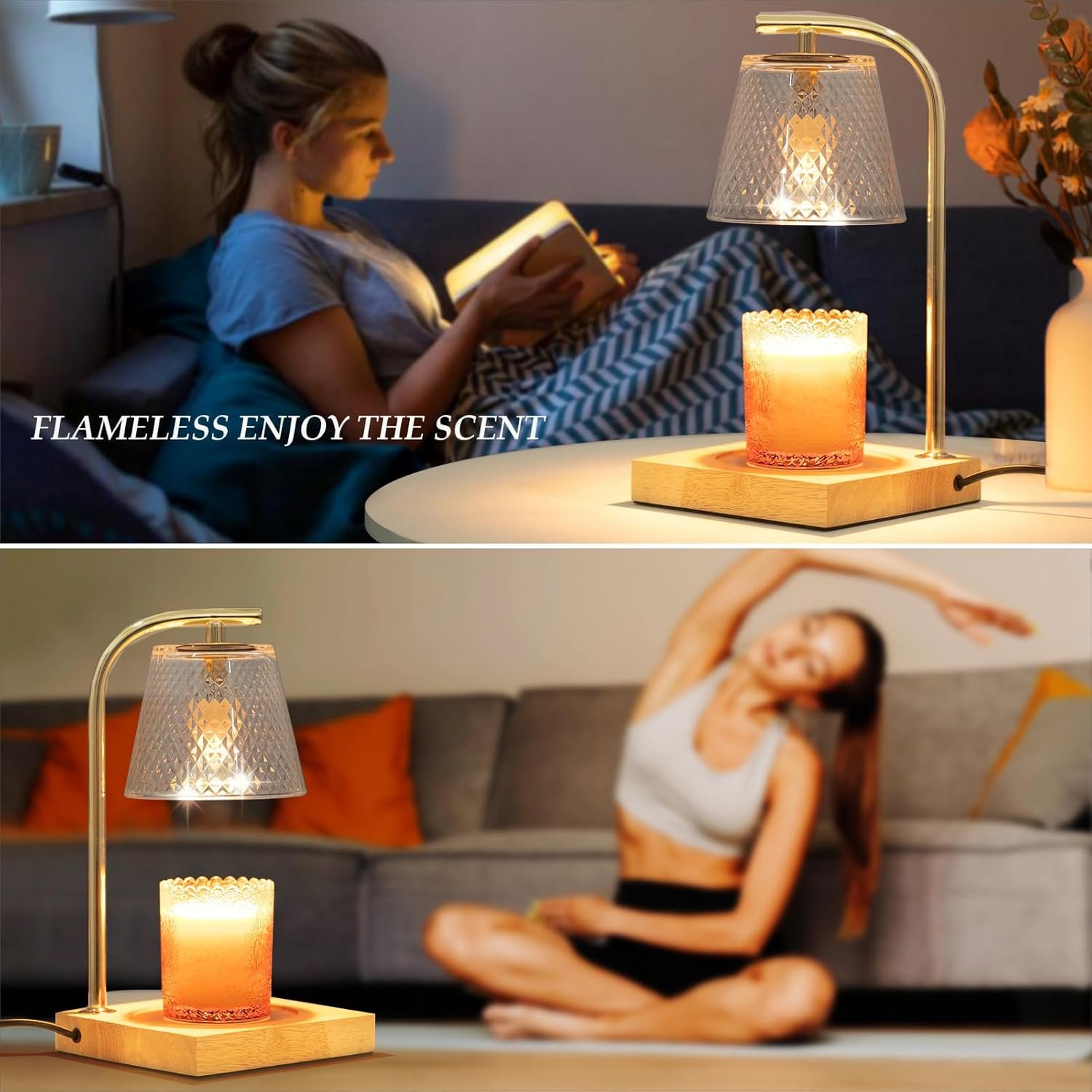 Mocalido Candle Warmer Lamp with Timer, Dimmable Electric Candle Warmers, Christmas Birthday Gifts for Women Mom, Candle Top Melting, Glass Candle Heater Lamp for Scented Jar Candle, Clear - Image 8