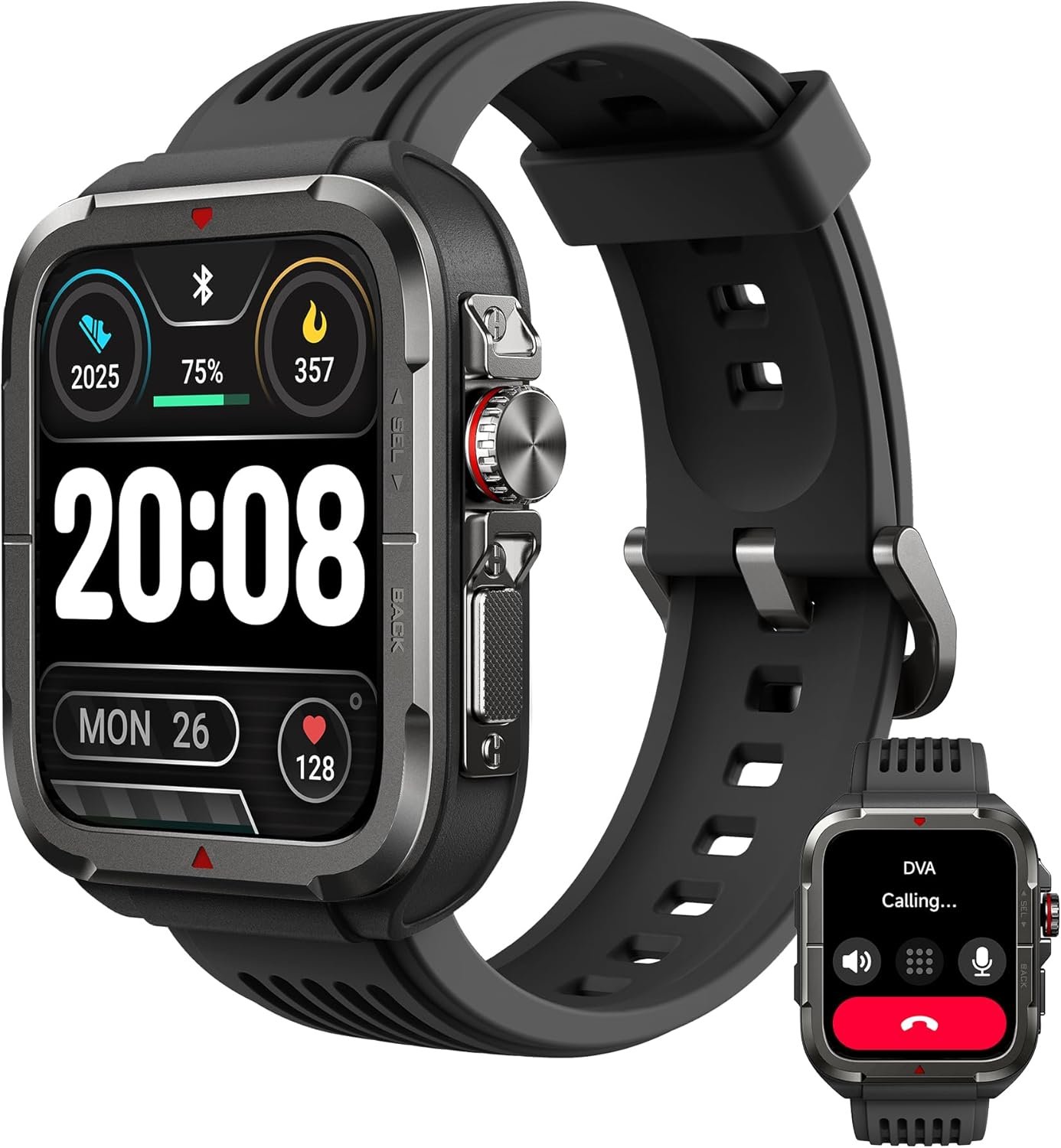 SKG R8 Smart Watch for Men Women (Answer/Make Call), 1.8" Military Smartwatch for Android iPhone with Alexa Built-in, IP68 Waterproof, Fitness Tracker with 100+ Sports Heart Rate/SpO2/Sleep Monitor - Image 2