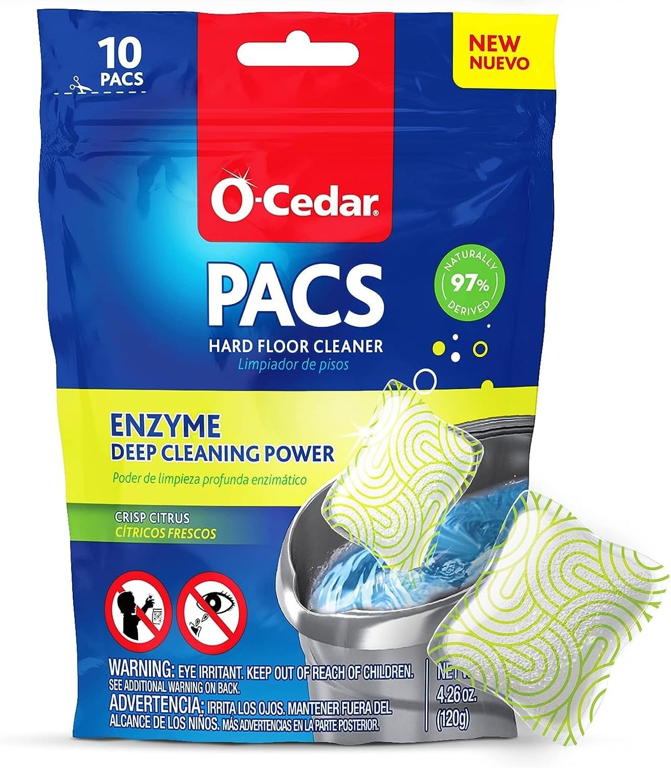 O-Cedar Quickwring Bucket & MF Cloth Mop + 1 Citrus PAC (Variety Pack) - Image 3