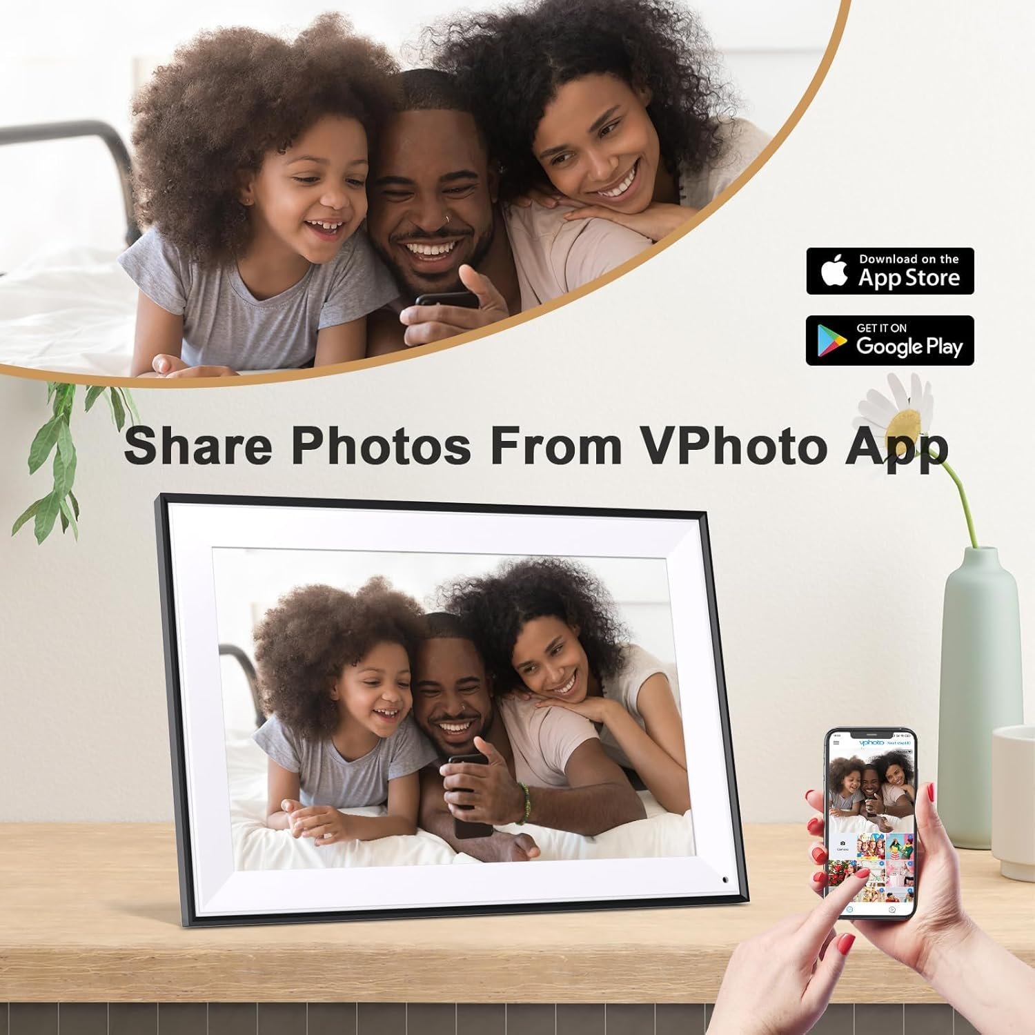 Smart Digital-Photo-Frame 10.1" Digital Picture-Frame - IPS Touch Screen, Auto-Rotate, Slideshow, Load Photo Video from Phone to 32GB Digital Frame Via App Email, Free Cloud Storage, Gift for Mom Dad - Image 4