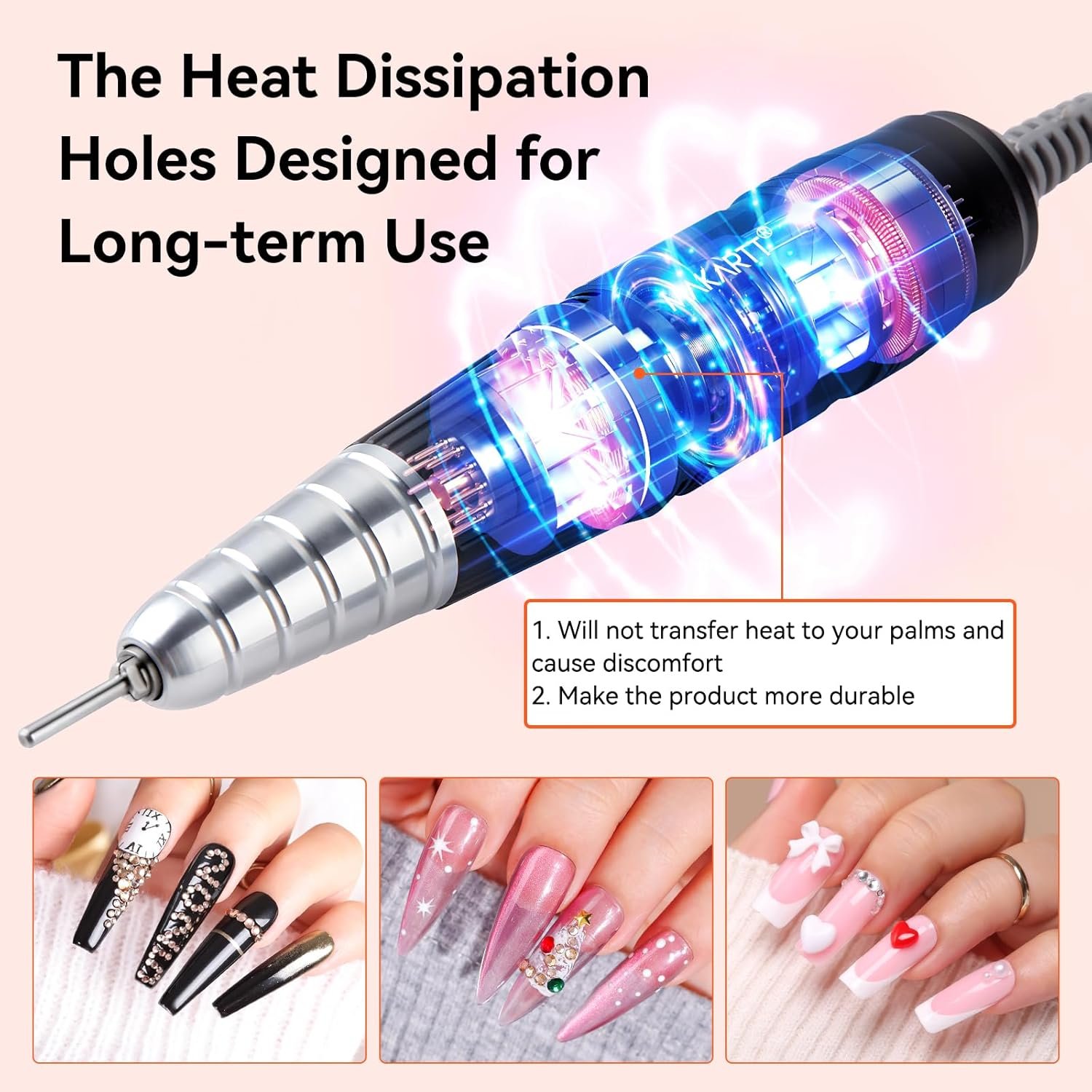 Makartt Nail Drill Handpiece for Up200 Machine:Professional Electric File Remove Gel Polish Poly Nail Gel Black B-05 - Image 4