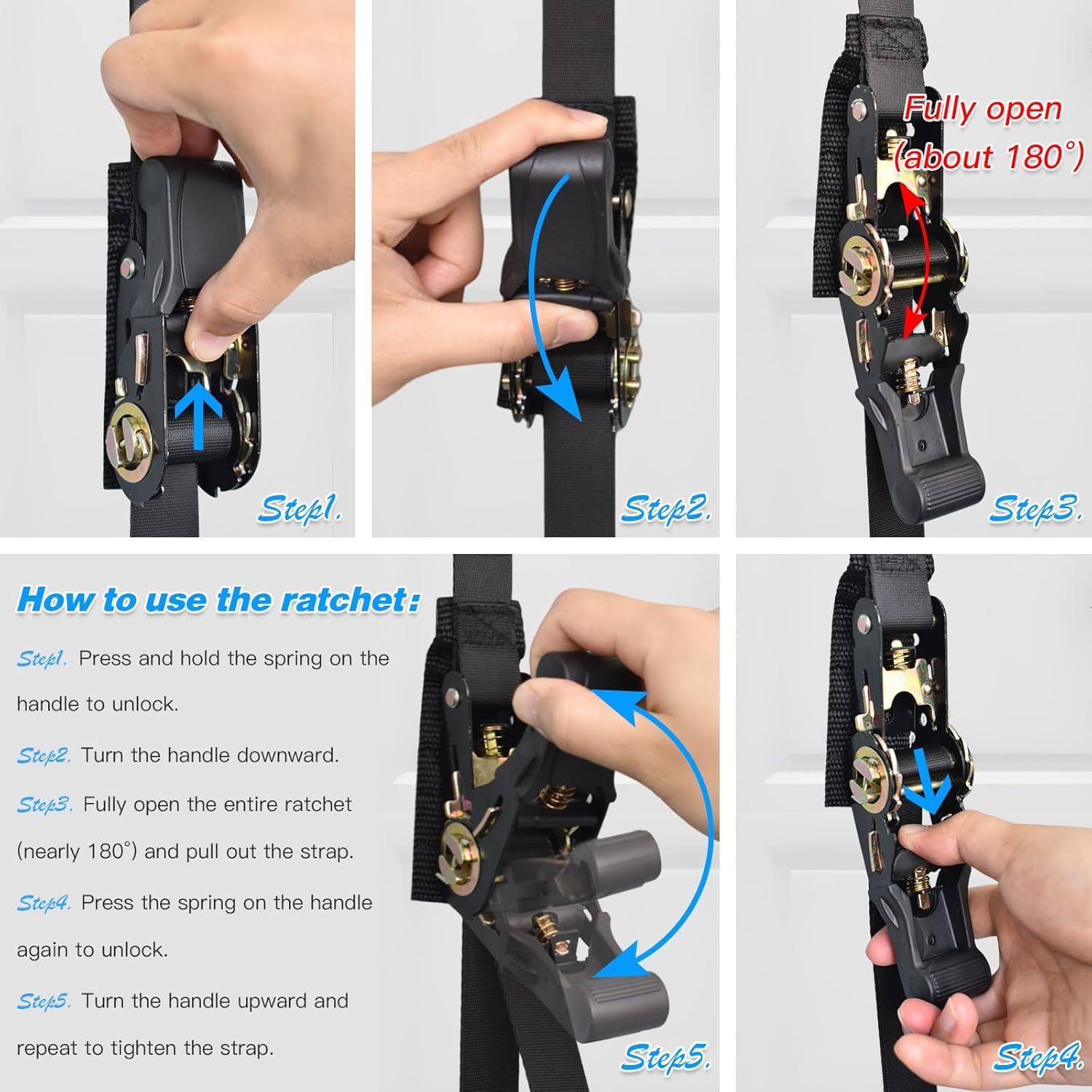Brebebe Upgrade Door Anchor Strap for Resistance Bands Exercise, Multi Points Anchor Straps with 7 Loops+ 7 D rings, Home Gym Workout Equipments with Ratchet Adjust Tighten Straps Not loose, Sturdy - Image 8