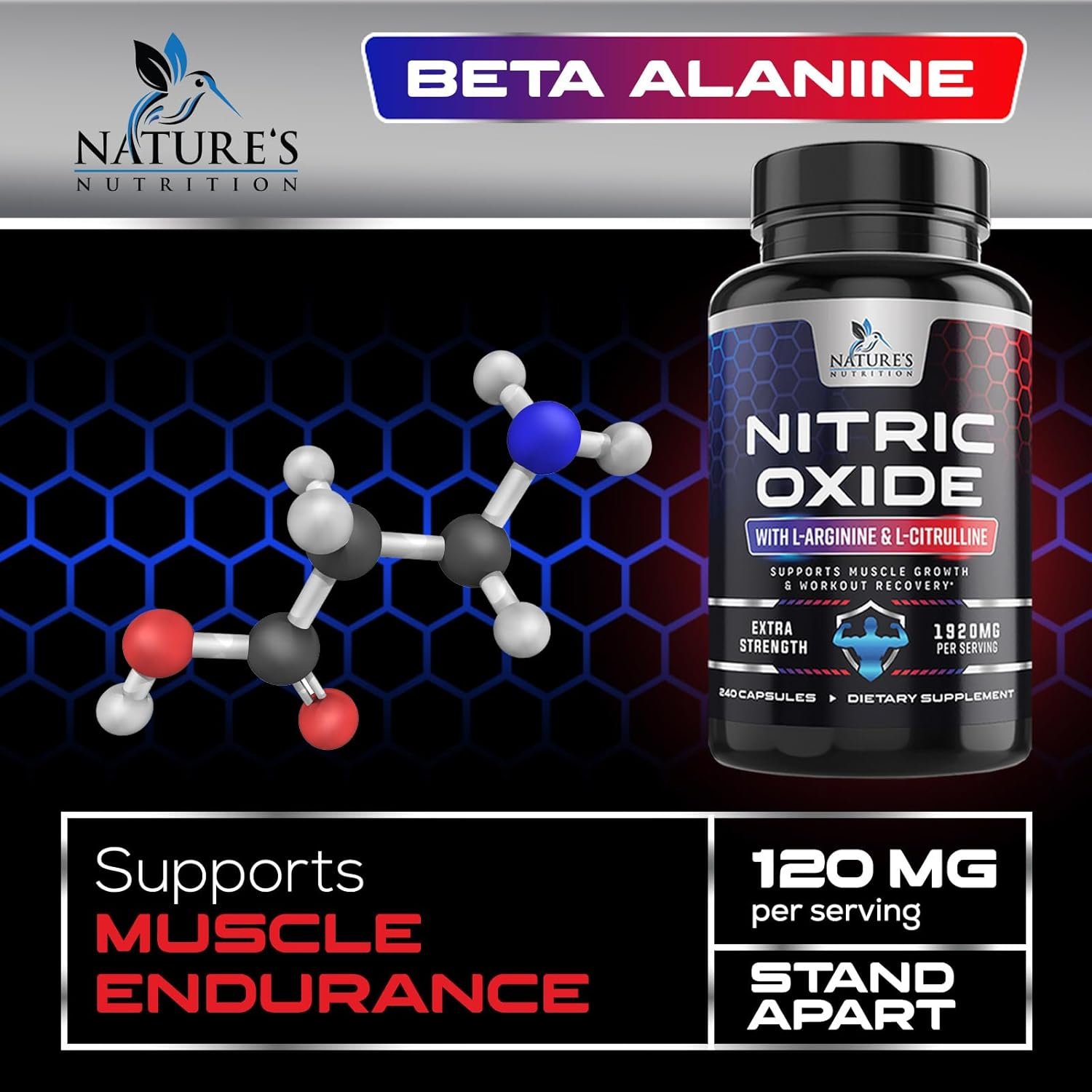 Nitric Oxide Booster Extra Strength - L Arginine 3X Strength Nitric Oxide Support Supplements for Men and Women, Citrulline Muscle, Heart Health, & Energy Support Supplement, Non-GMO - 240 Capsules - Image 6