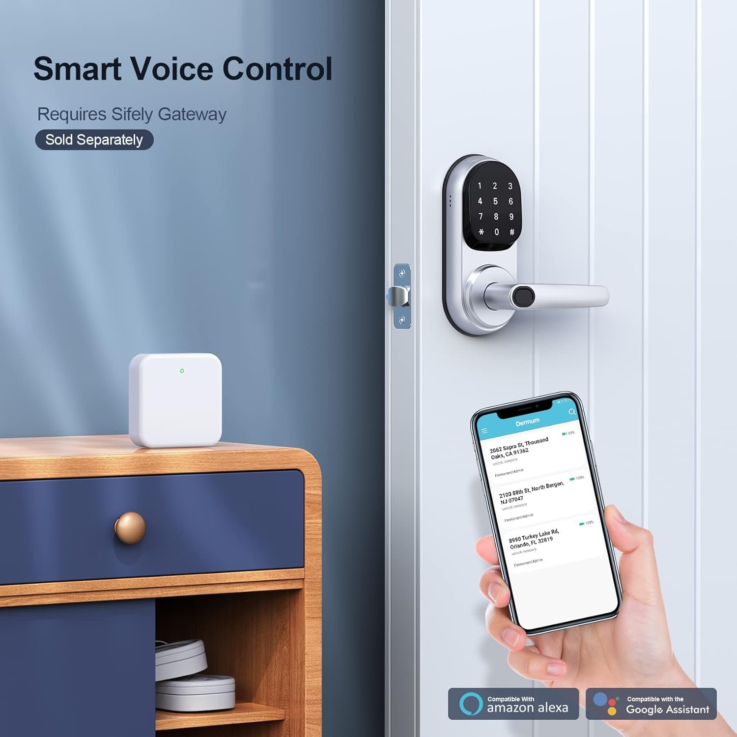 Dermum Smart Lock, Fingerprint Door Lock, Keyless Entry Door Lock, Keyless Door Lock, Smart Door Lock, Smart Lock with Handle, Keypad Door Lock, Door Lock with Keypad, Digital Door Lock (Smart Lock) - Image 6