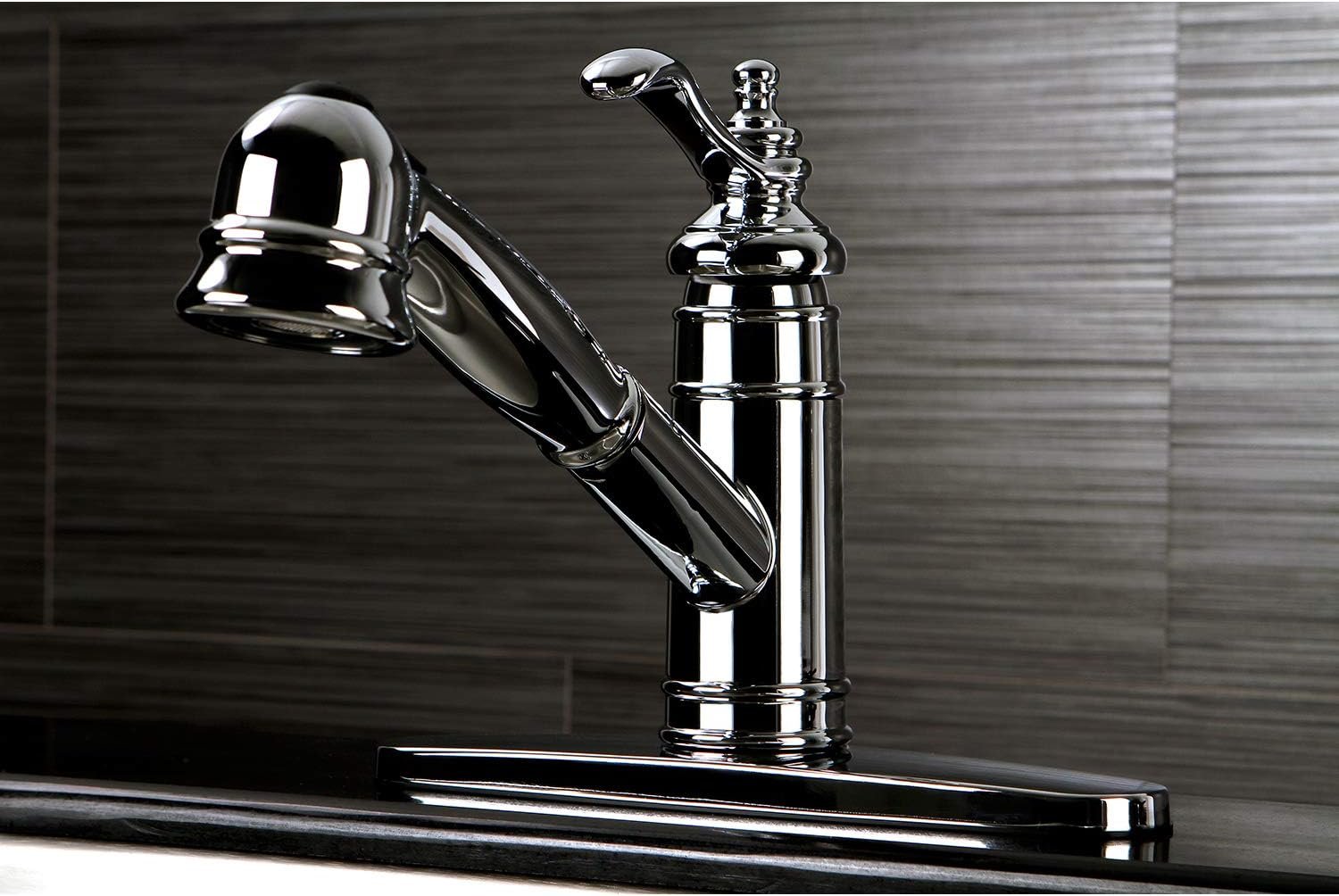 Kingston Brass GSC7571TL Gourmetier Templeton 8-Inch Centerset Single Handle Kitchen Faucet with Pull-Out Wand, Polished Chrome - Image 3
