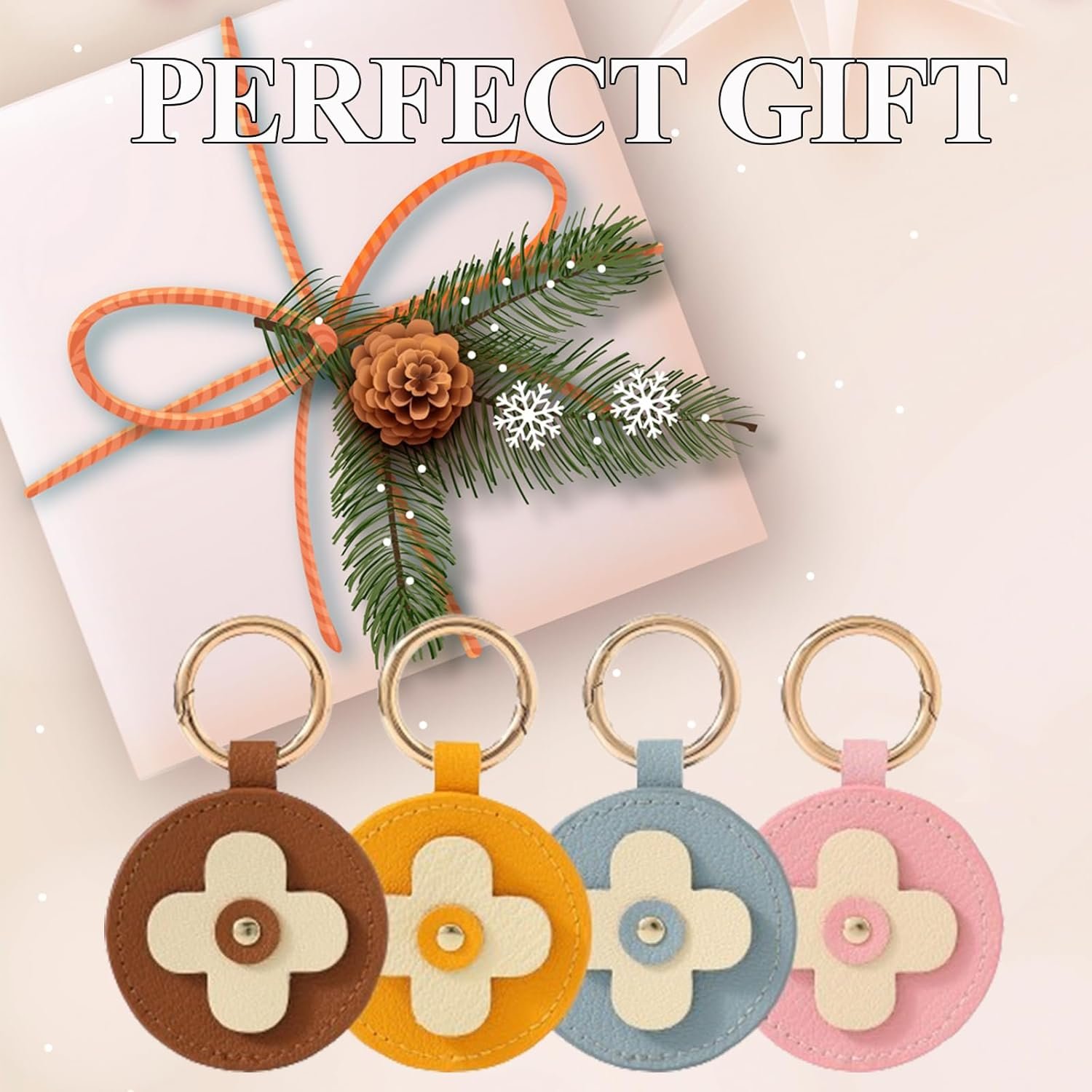 Leather AirTag Holder Keychain, Protective GPS Case for Apple AirTag Item Finders Accessories - Image 8