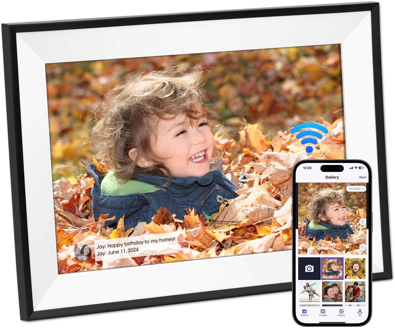 10.1" WiFi Digital Picture Frame, Digital Photo Frame with 1280x800 HD IPS Touch Screen, 32GB Memory,Auto-Rotate, Wall Mounted, Easy Setup,Send Photos/Videos from Phone via Uhale App, White - Image 2