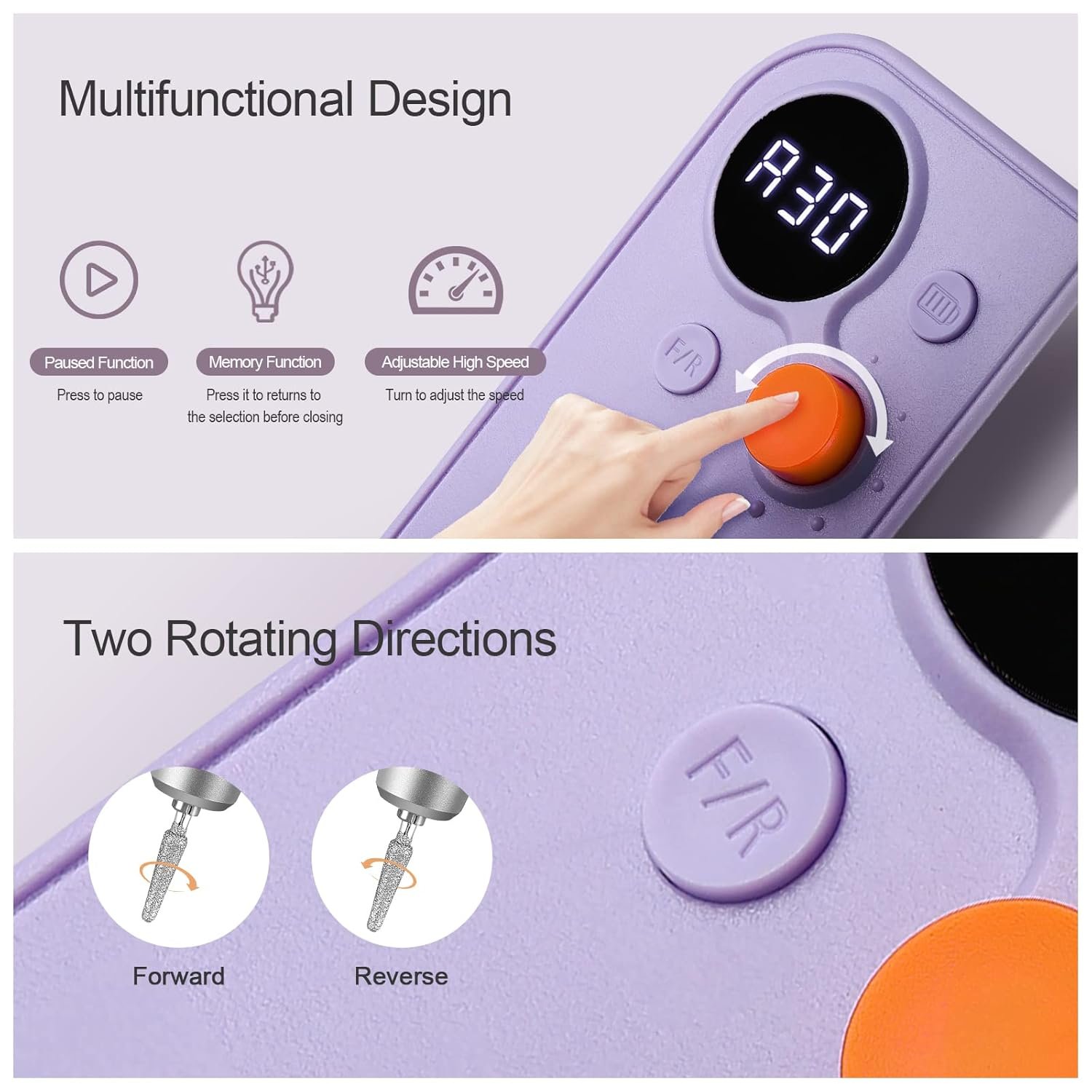 Portable Nail Drill Kit Rechargeable 30000 RPM Electric Professional Cordless E-File Nail Drill Machine Set for Acrylic Nails, Polishing, Manicure Pedicure Tool - Image 5