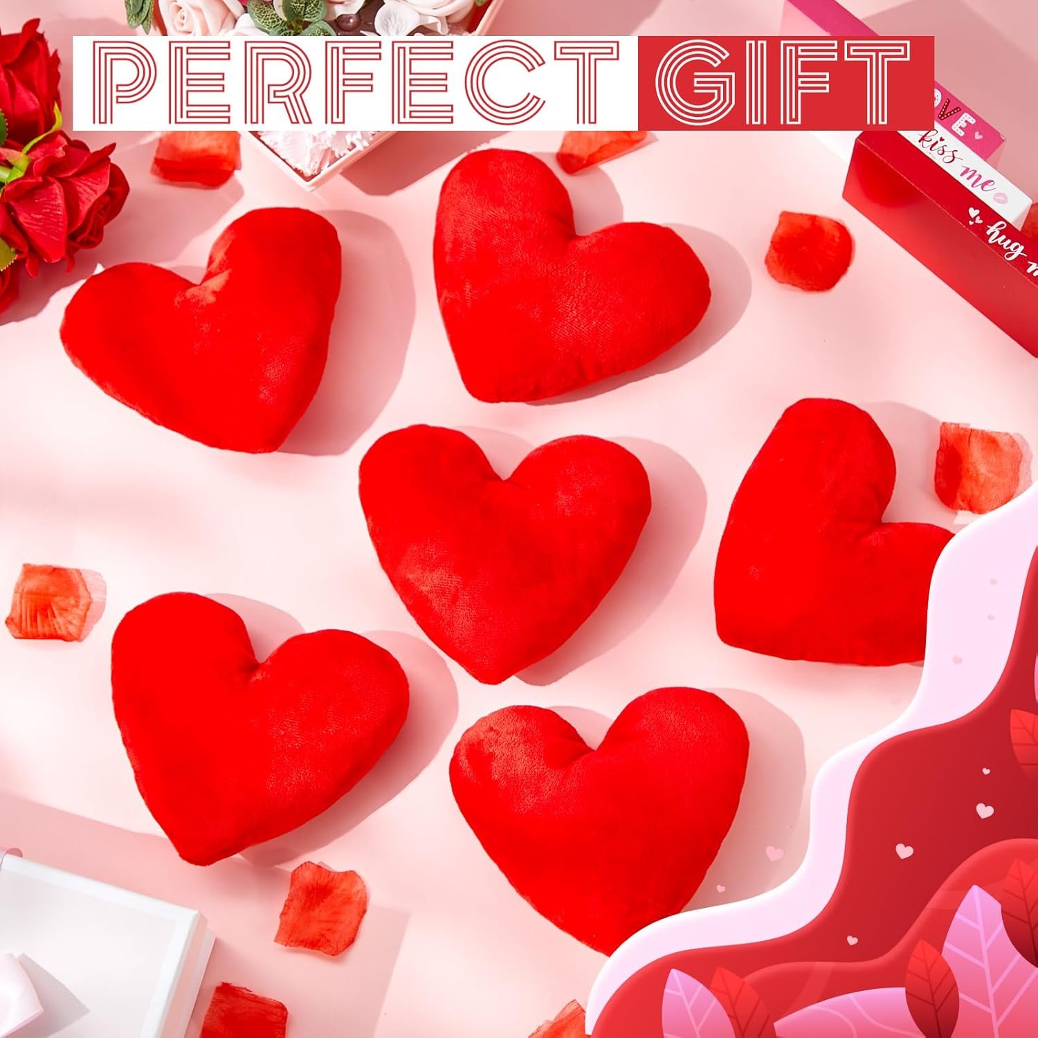 12 Pieces Valentine Stuffed Toys Red Heart Squeaky Toys for Dogs Valentine's Day Plush Toys for Puppy Dog Valentine Costume Accessories(Heart Shaped) - Image 6