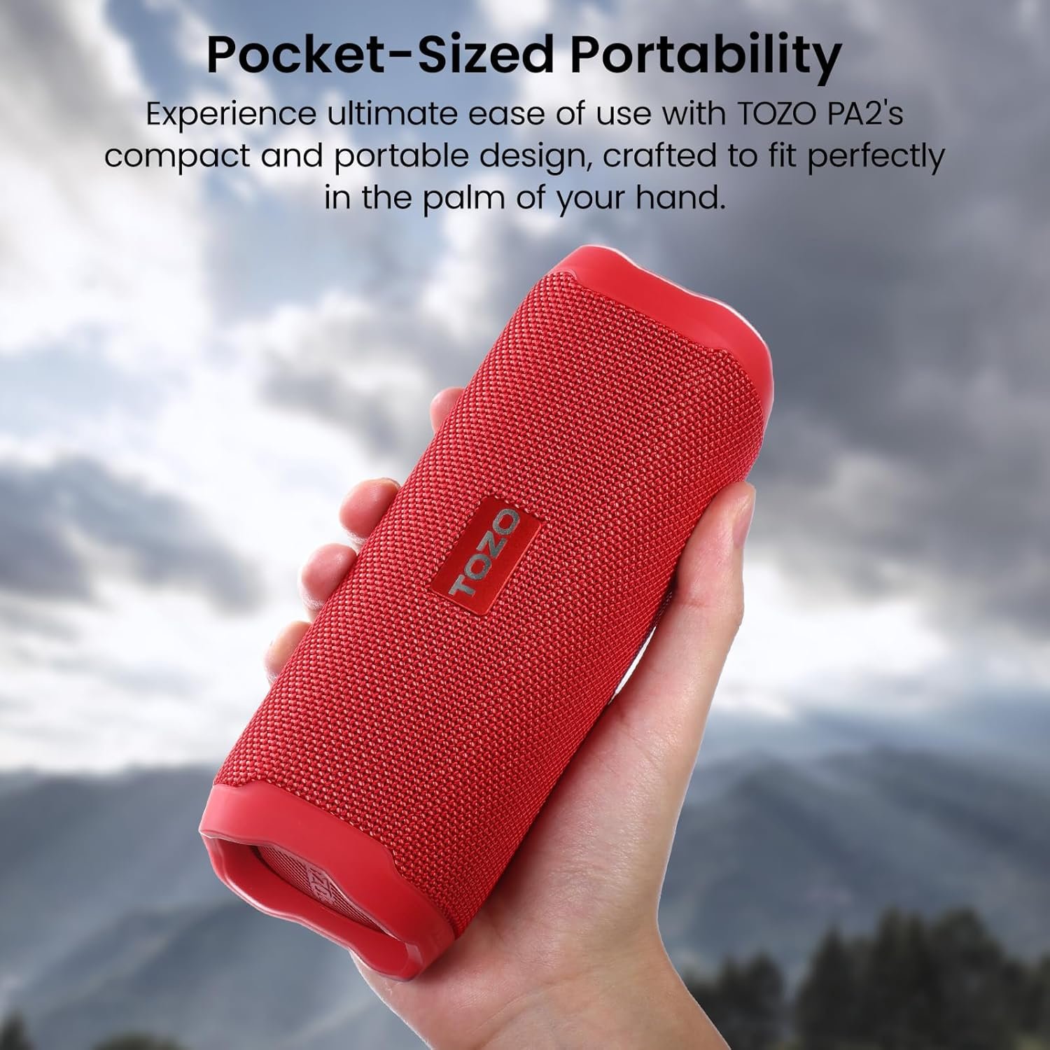 TOZO PA2 Bluetooth Speaker with Dual Drivers & Dual Bass Diaphragms, Deep Bass Loud Stereo Sound, 25H Playtime, Custom EQ App Portable Wireless Speaker for Home Outdoors Travel Red - Image 7