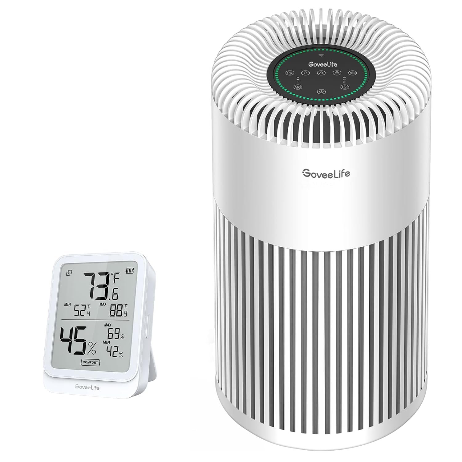 GoveeLife Smart Air Purifiers for Bedroom, with WiFi Alexa Control, HEPA 24dB Quiet Air Purifier with Fragrance Sponge, RGB Night Light Bundle with GoveeLife Hygrometer Thermometer H5104 - Image 2