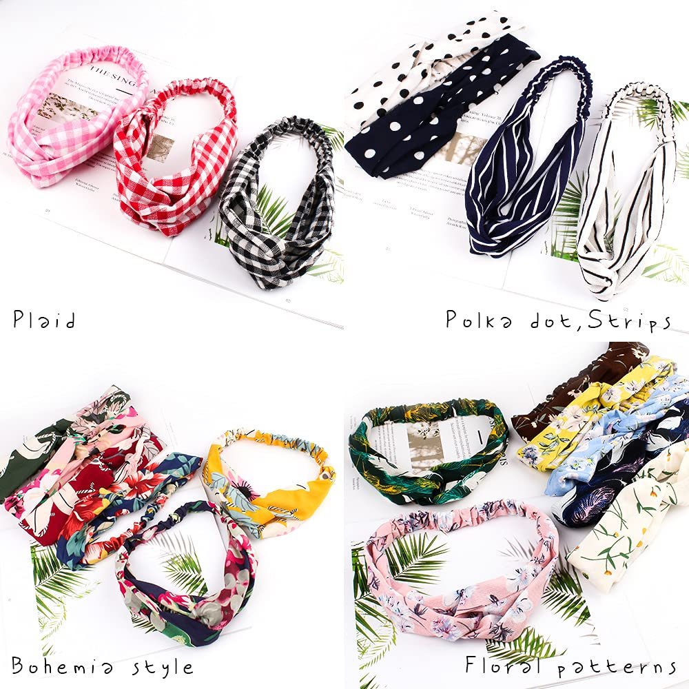 AHONEY 20 Pack Headbands for Girls Women's Hair Boho Bandana Hair Bands Headband diademas para mujer de moda Cross Elastic Twisted Floral Girls Headbands Cottagecore Accessories - Image 5