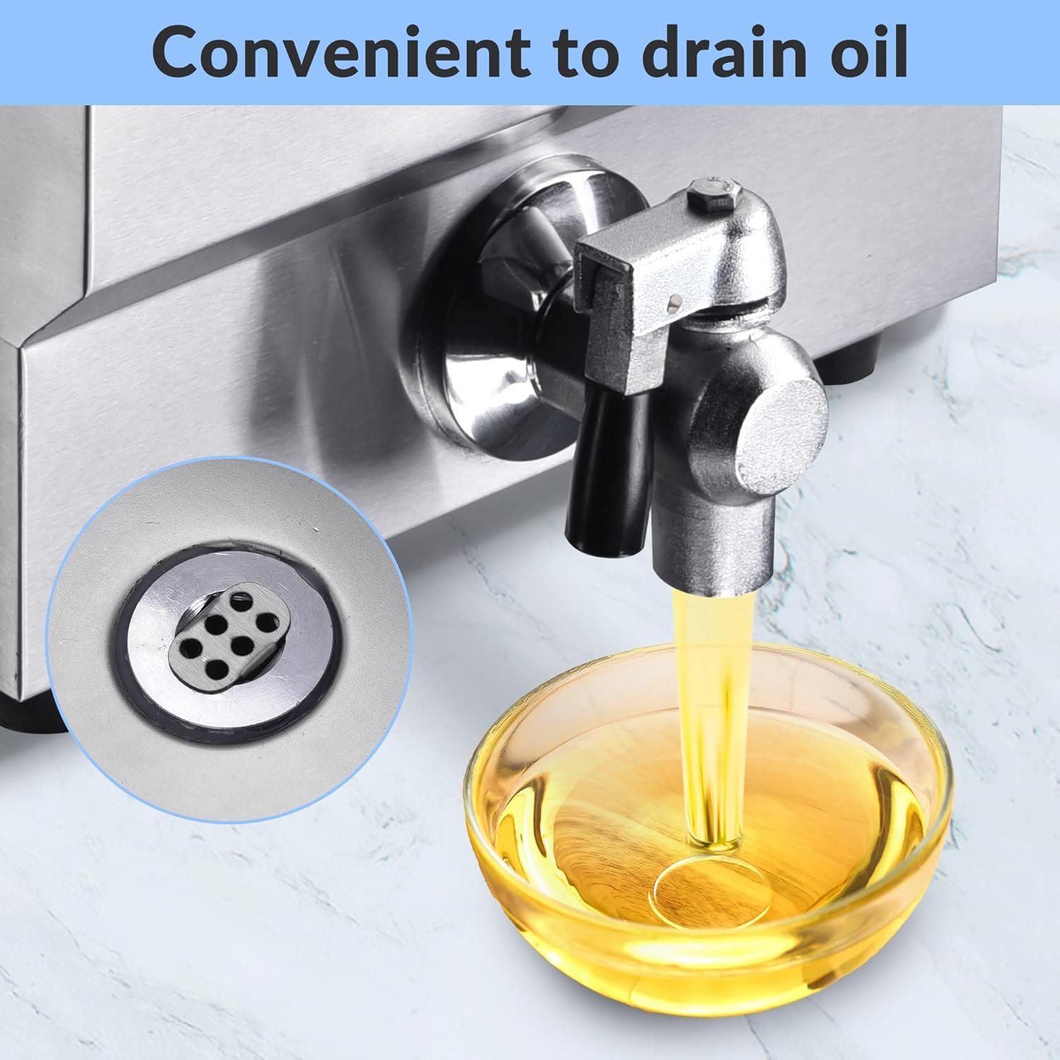 WeChef Commercial Electric Deep Fryer 11.7L 1500W Fryer w/Time Control and Oil Filtration Single Removable Basket Stainless Steel Countertop Fryer for Commercial Restaurant Use - Image 6