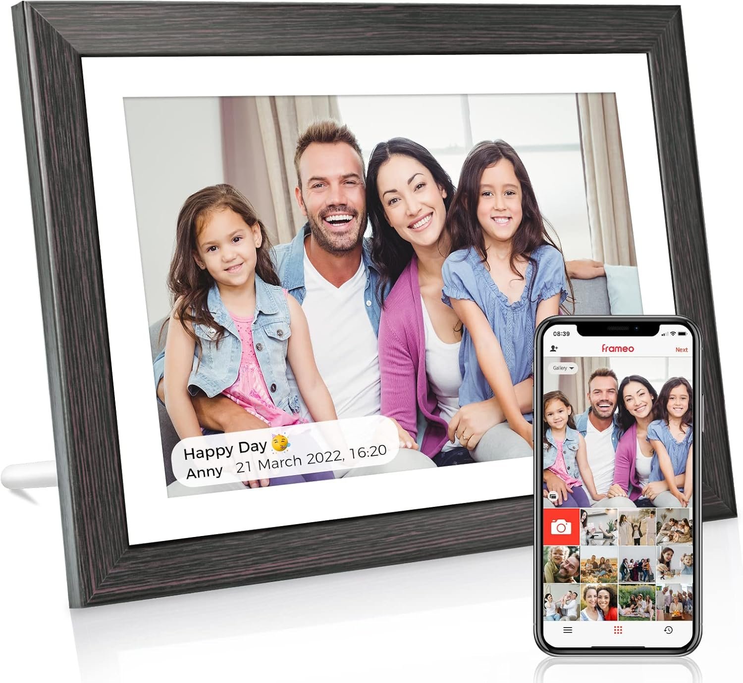 Digital Photo Frame 10.1 Inch, HAMTYSAN Smart Digital Picture Frame IPS Touch Screen, Built-in 16GB Storage, Auto-Rotate, Wood Effect, Easy Setup to Share Photos or Videos via Free App from Anywhere - Image 2