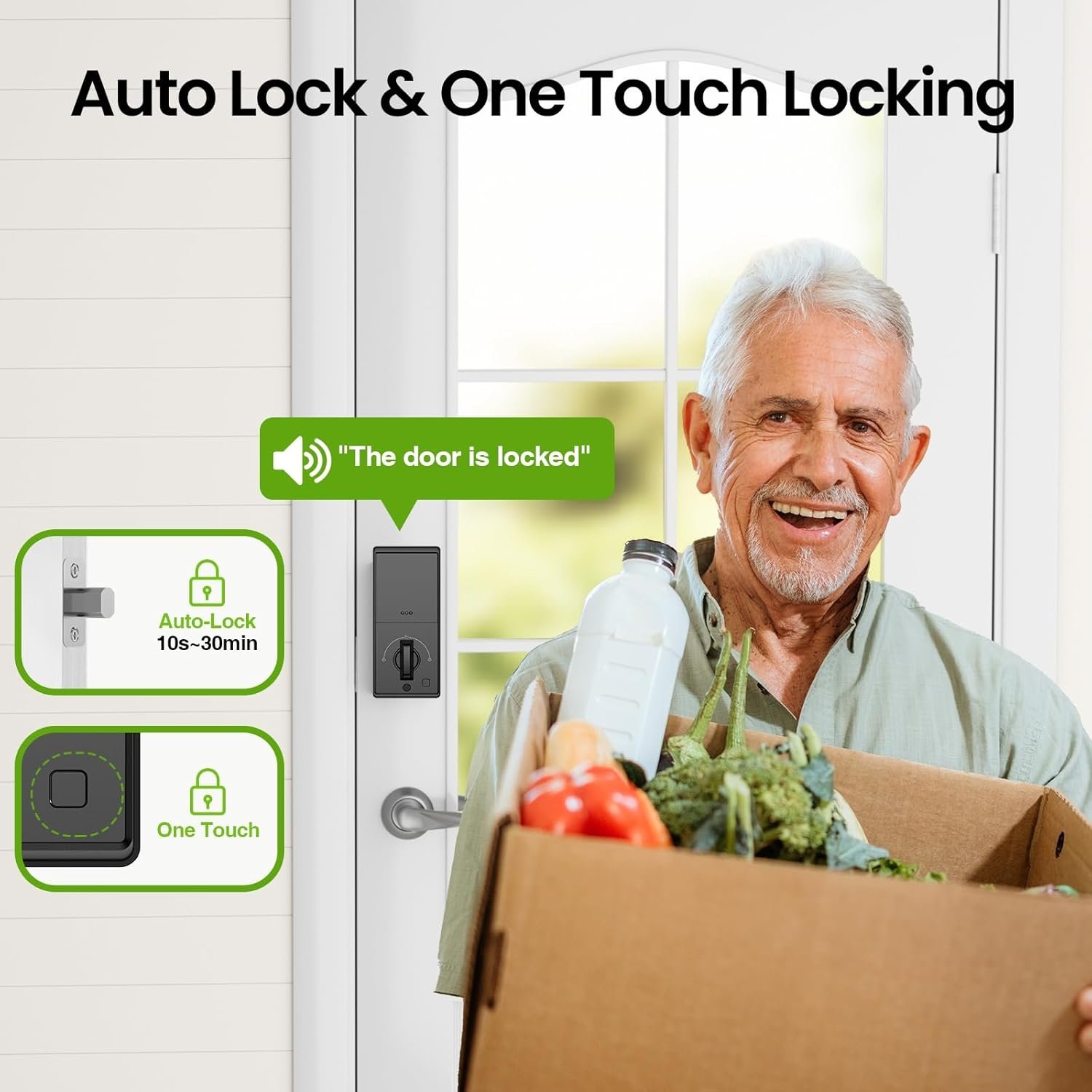 GHome Smart Fingerprint Door Locks for Front Door Keyless Entry Door Lock Deadbolt Lock 4 in 1 Smart Locks Keypad Deadbolt Smart Lock App Control, Auto Lock, Easy Install, Works with Alexa, Black - Image 5