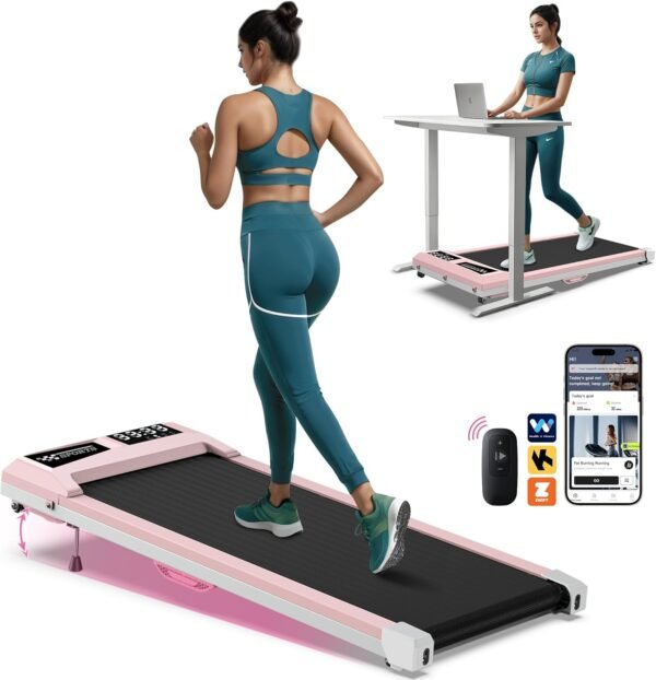 10% Incline Walking Pad Treadmills 320+lb Capacity, Smart Foldable Under Desk Treadmill Work with KINOMAP Apple Health, Treadmill for Home Office Apartment, Lightweigh and Easy to Store - Image 2