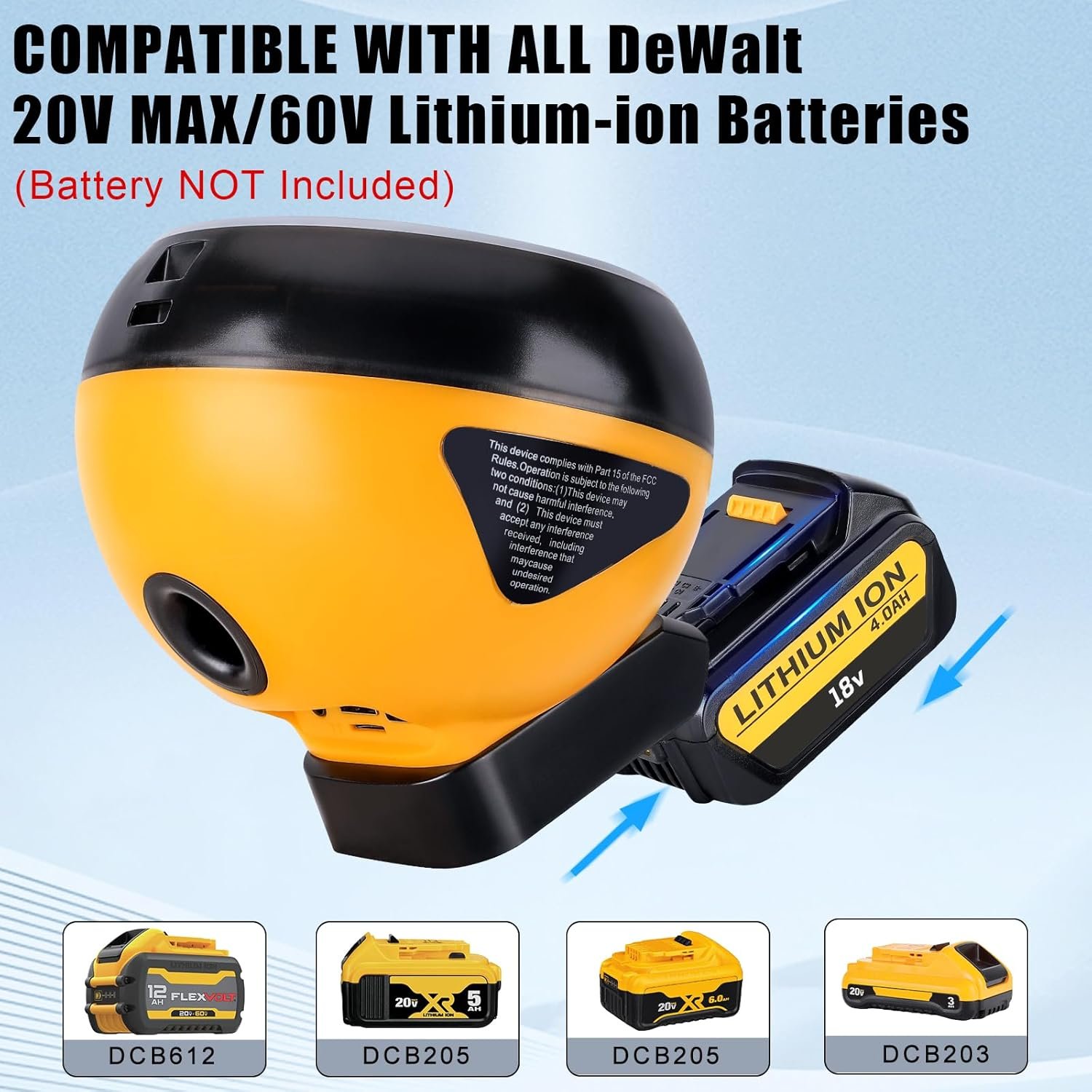 Bluetooth Speakers for Dewalt 20V Max Battery,Portable Speaker Wireless with HD Sound,BT5.3,TWS Pairing,Dynamic RGB Color,52 ft Range for Jobsites,Outdoor,Home Party,Camping - Image 4