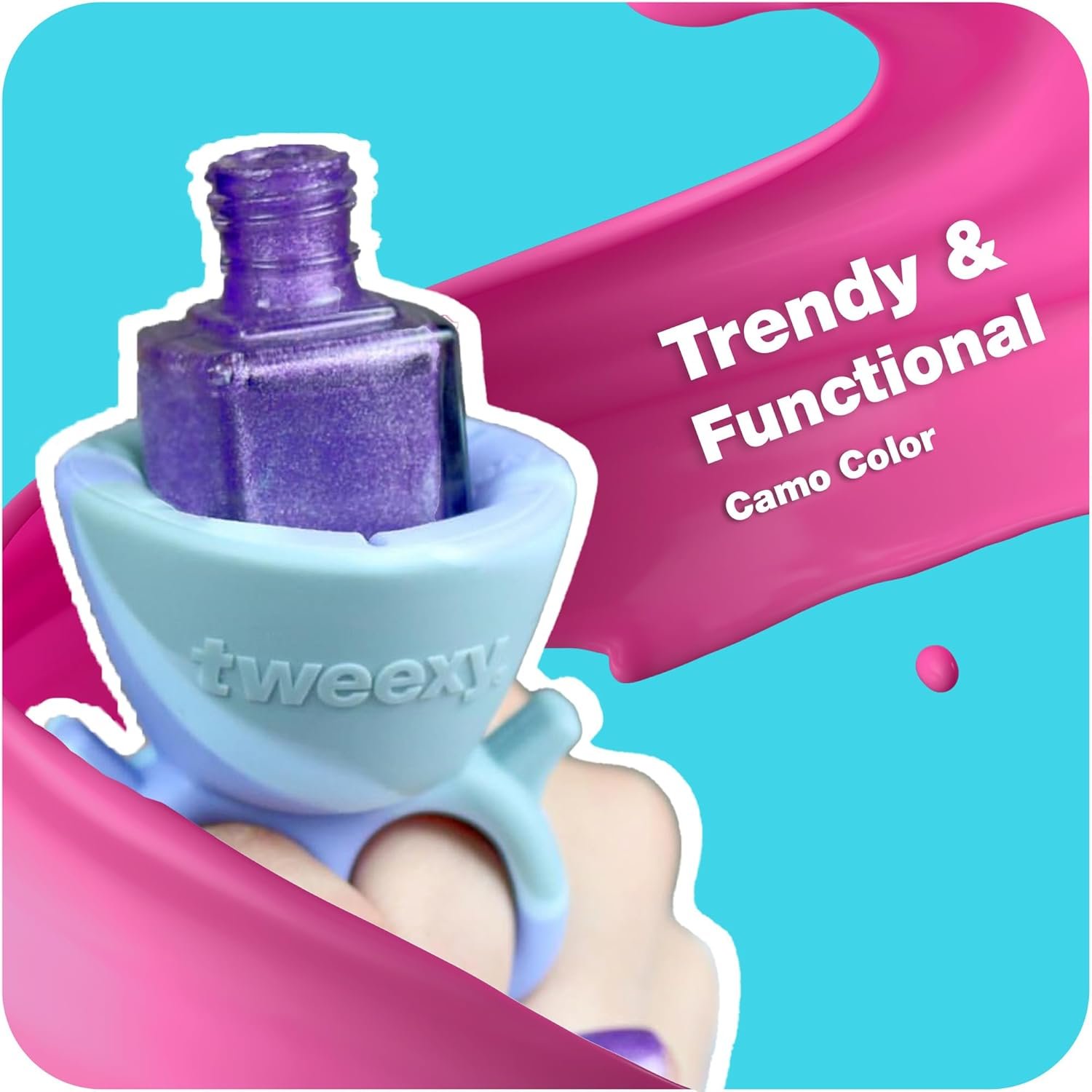 tweexy Wearable Nail Polish Holder Ring - Ideal Gift for Teenage Girls - Nail Polish Holder Stand for Manicure & Pedicure, Fingernail Painting - Nail Polish Accessories (Camo) - Image 9