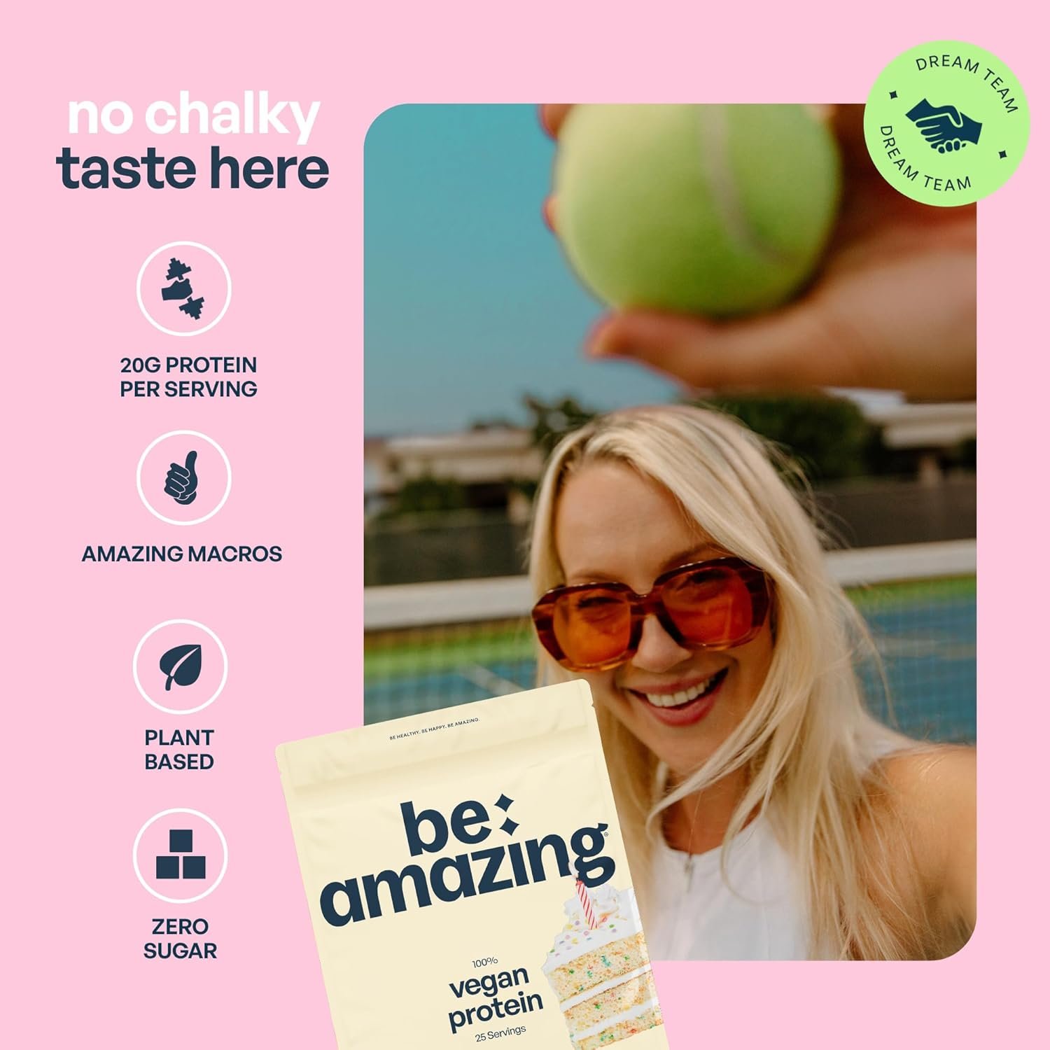 BEAM Be Amazing Vegan Protein Powder | 20g Plant-Based Protein with Prebiotics Fibers | Sugar-and-Gluten-Free Shake Mix, Low Carb, Non-Dairy Funfetti Smoothie | Birthday Cake, 25 Servings - Image 8